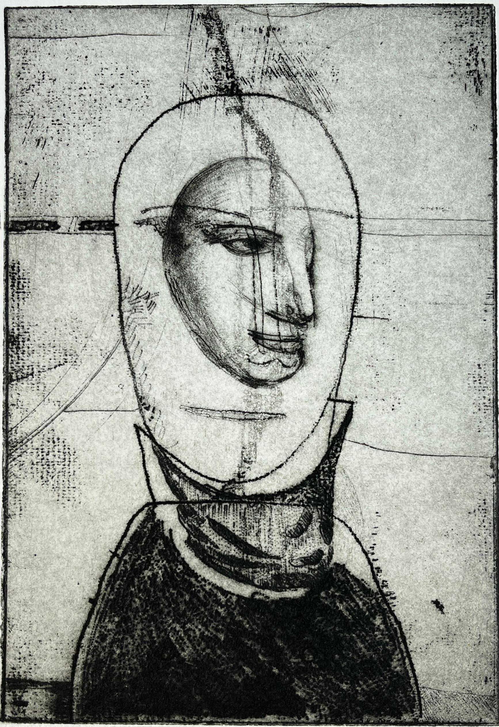 Spanish 1986 signed limited edition original art print etching 15x11 in. - Print by Alfonso Fraile