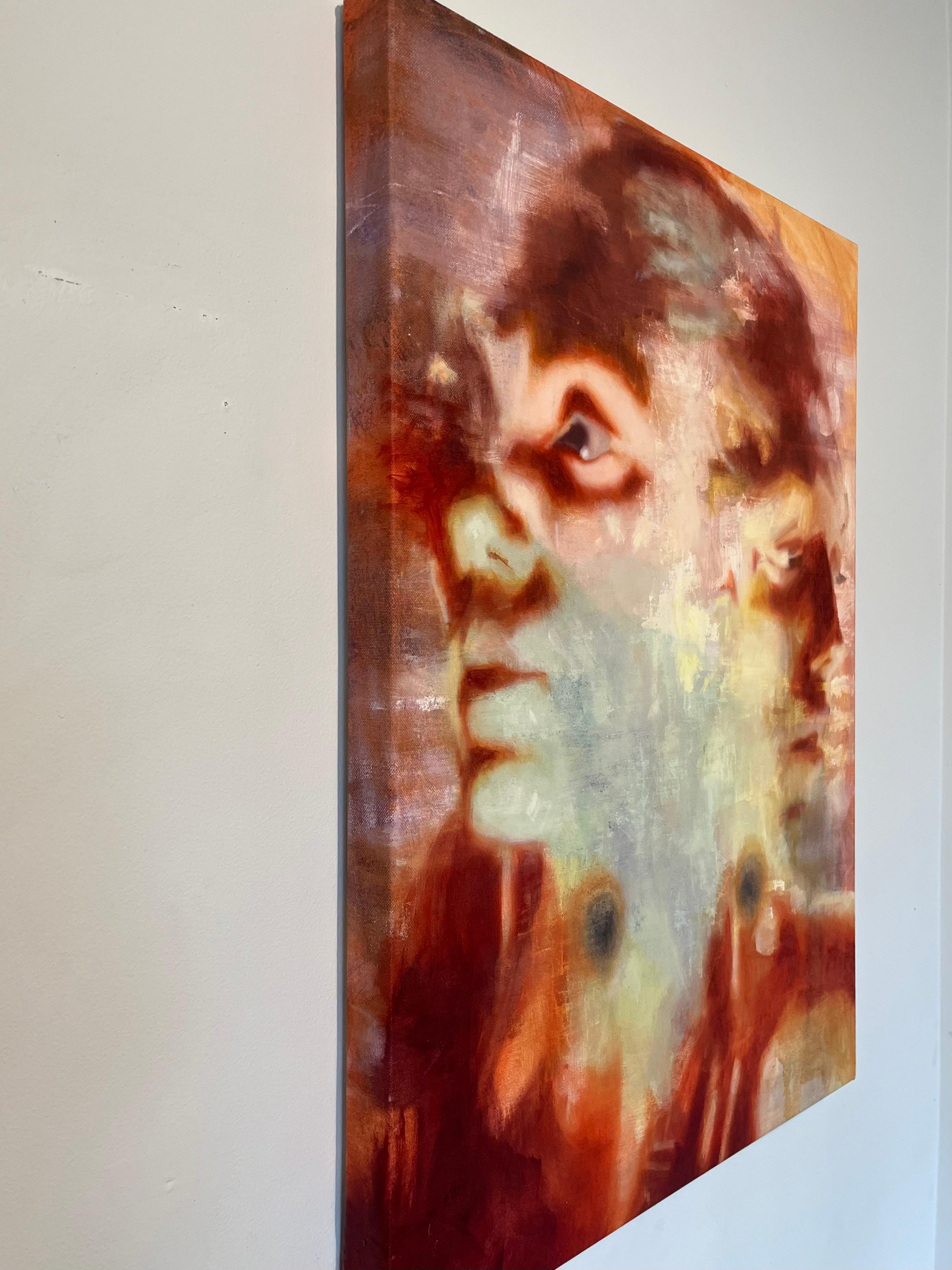 Astratto Figurativo Rosso Rosa Gestuale Olio Ritratto Moderno Contemporaneo - Painting di Alfonso Gosalbez Berenguer
