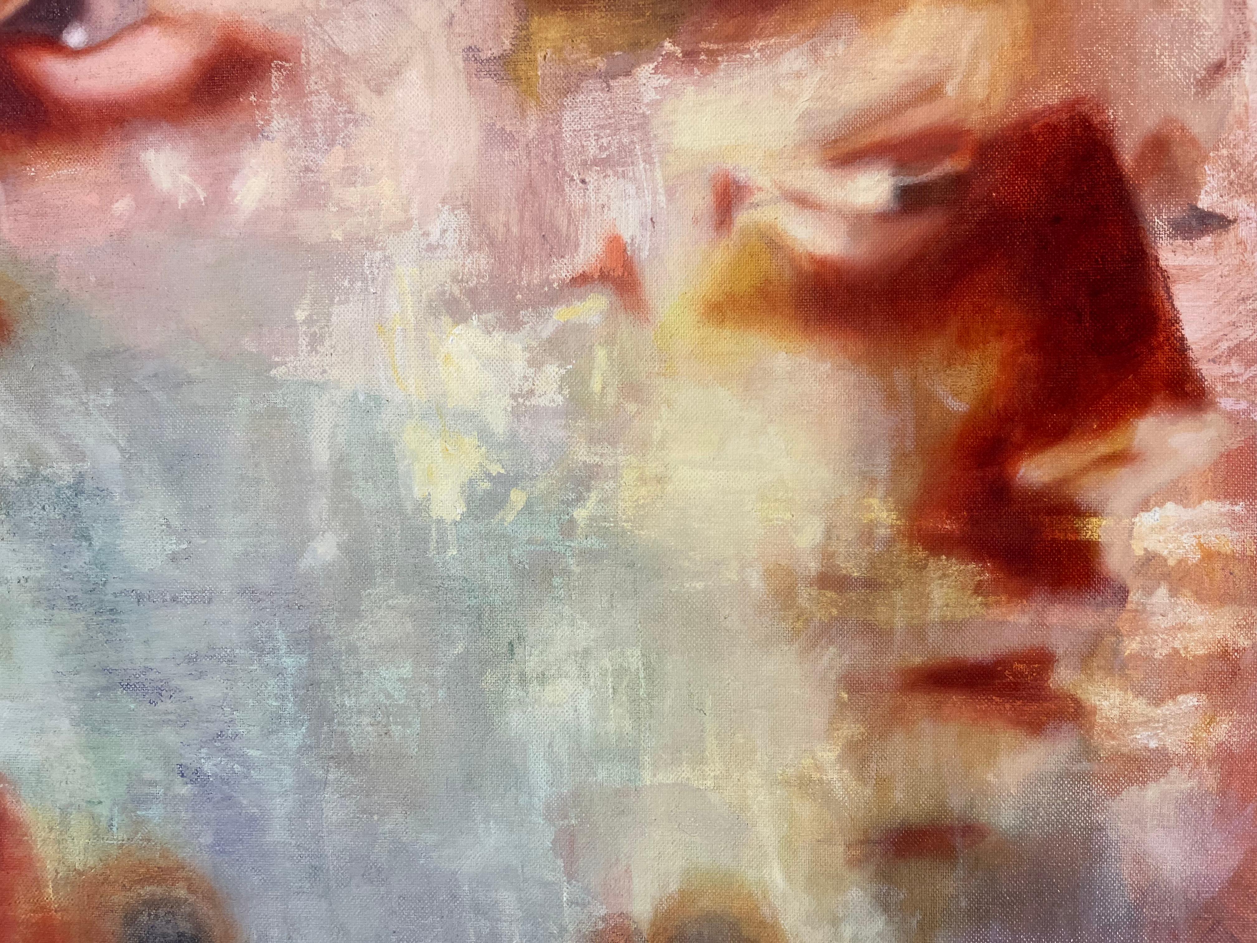Astratto Figurativo Rosso Rosa Gestuale Olio Ritratto Moderno Contemporaneo - Portrait Painting Beige di Alfonso Gosalbez Berenguer