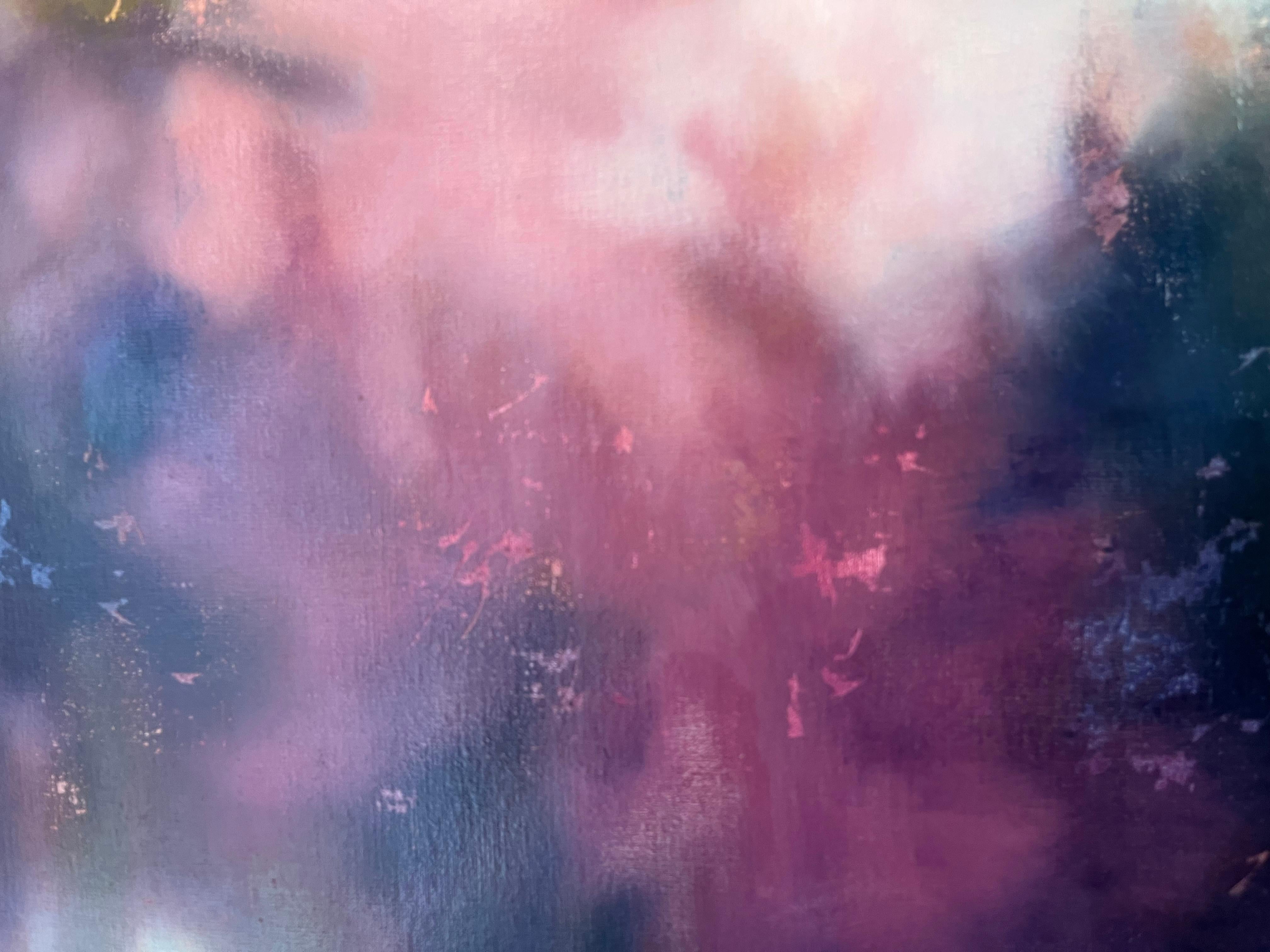 Modernes abstraktes Landschaftsgemälde, Gestisches Gemälde, Öl auf Leinen, Lila, Rosa (Braun), Abstract Painting, von Alfonso Gosalbez Berenguer