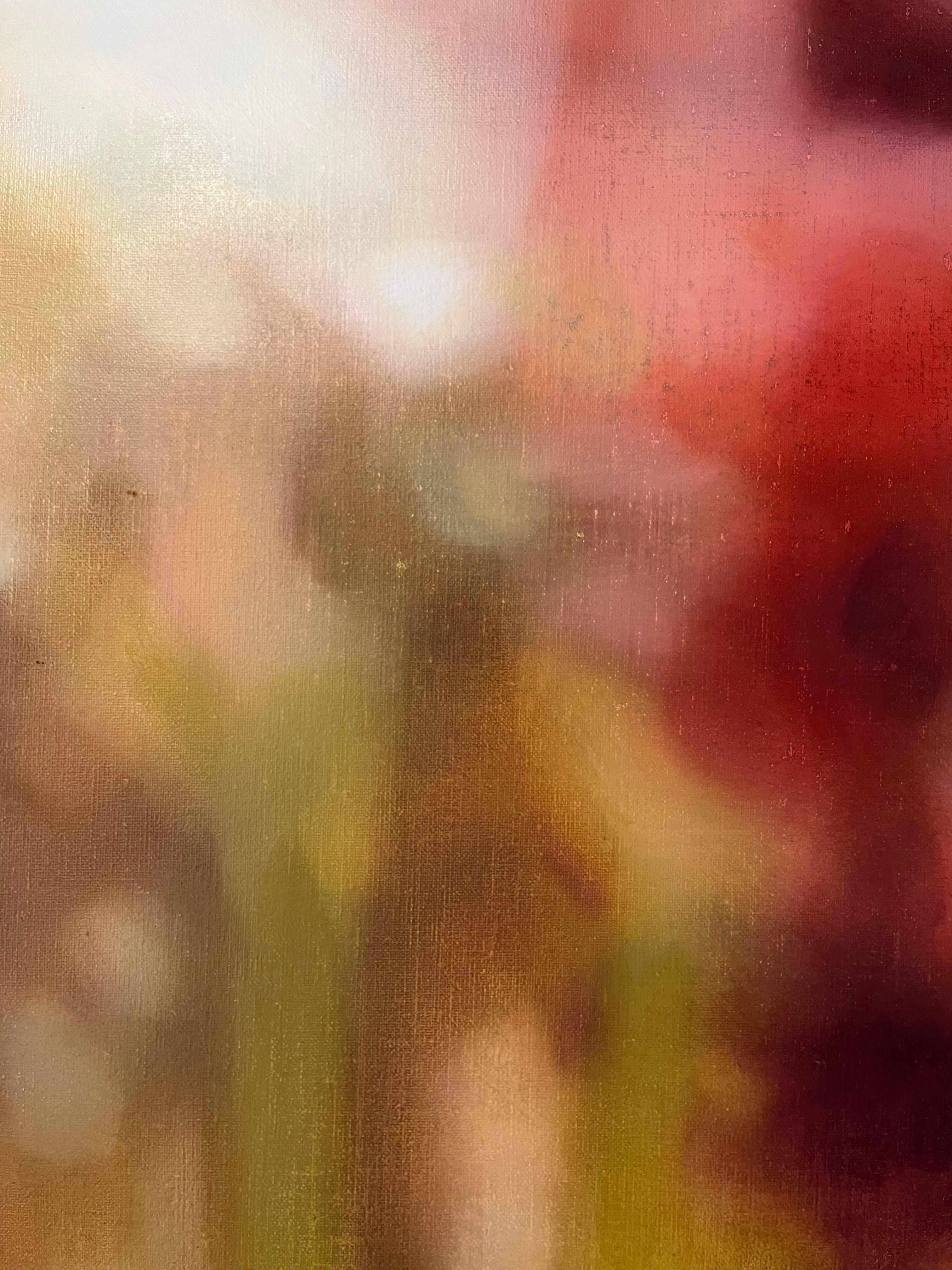 Moderne gestische abstrakte Landschaft, Öl auf Leinen, Rot & Rosa  – Painting von Alfonso Gosalbez Berenguer