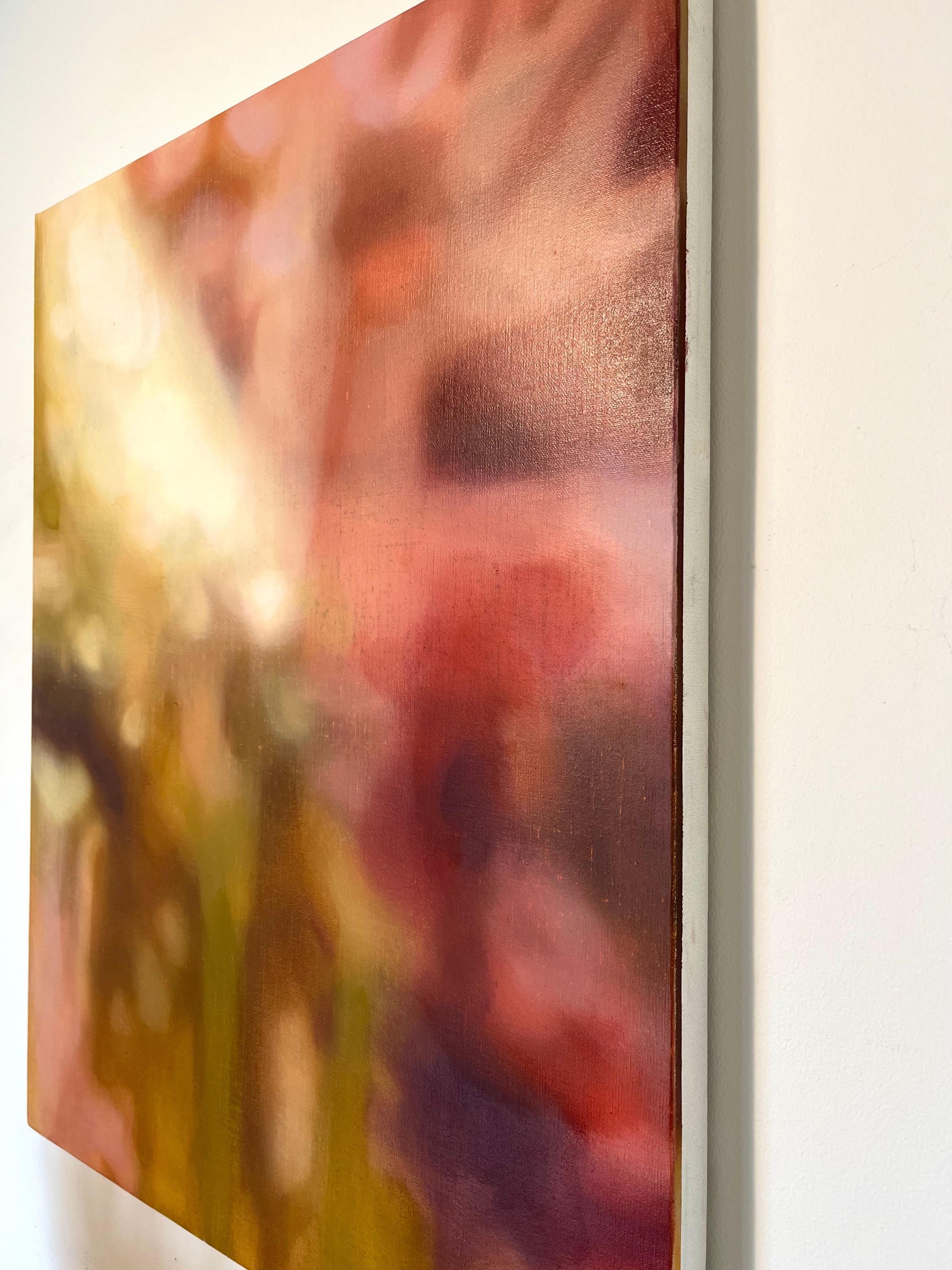 Moderne gestische abstrakte Landschaft, Öl auf Leinen, Rot & Rosa  (Abstrakt), Painting, von Alfonso Gosalbez Berenguer