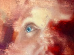 Modern Oil on Canvas Abstract Figurative Gestural Portrait Red Pink