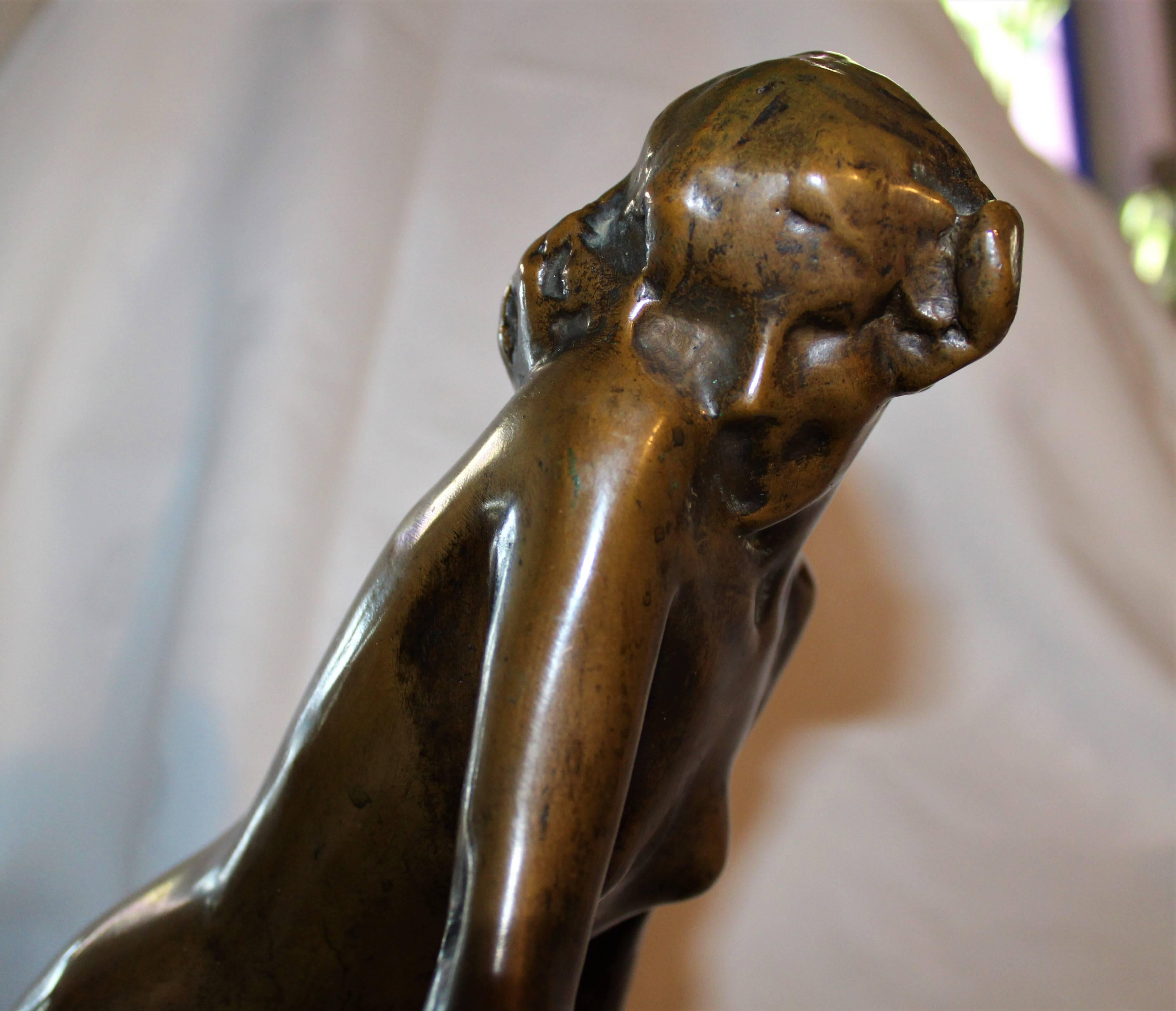 Early 20th Century Alfonso Iannelli Bronze Nude Figural Sculpture