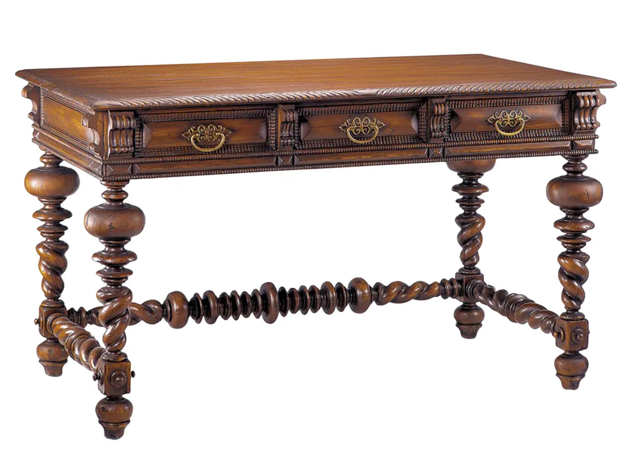 Mexican Alfonso Marina 18th C Style Portuguese Writing Table Desk