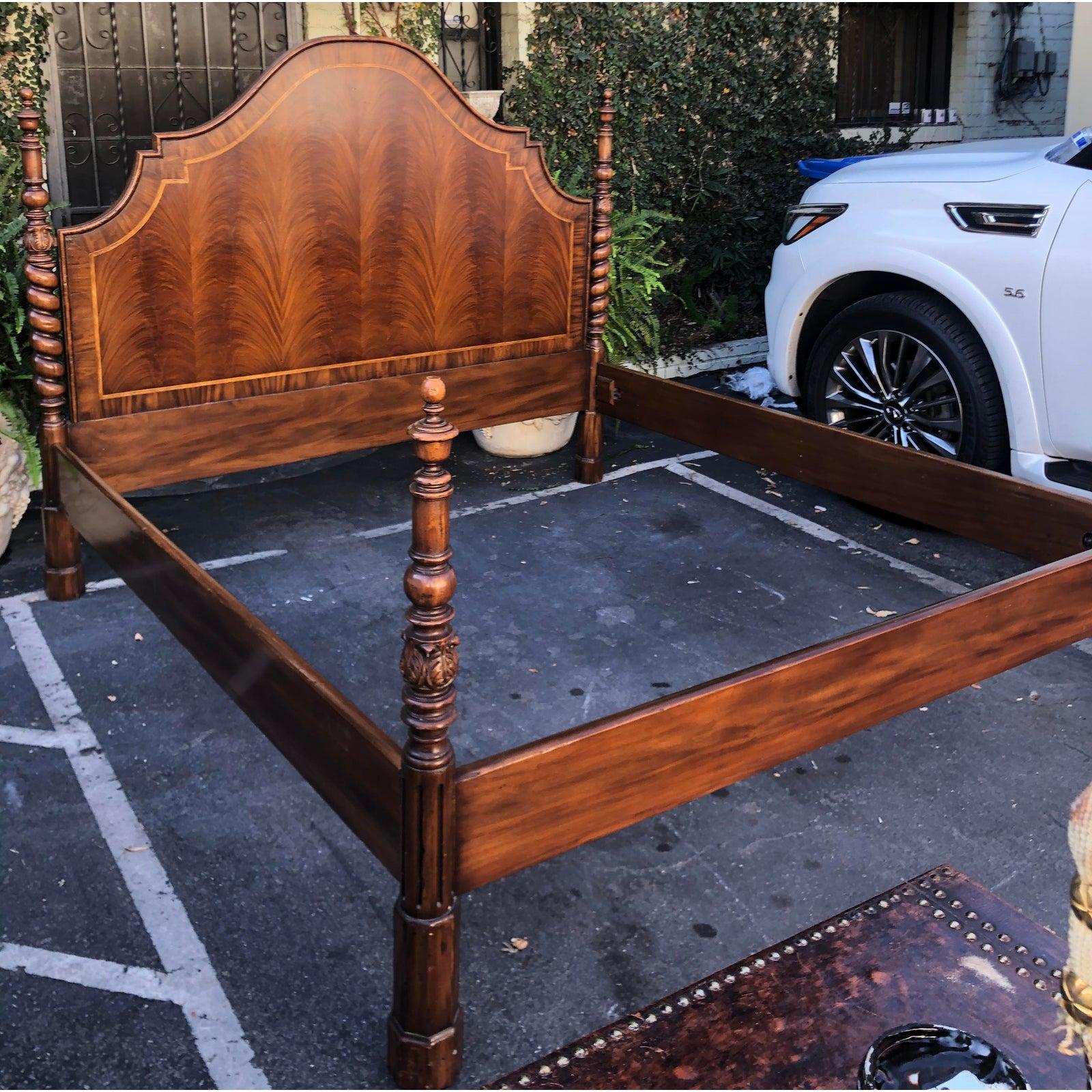 Mexican Alfonso Marina California King Mallorquina II Bed with Walnut Headboard