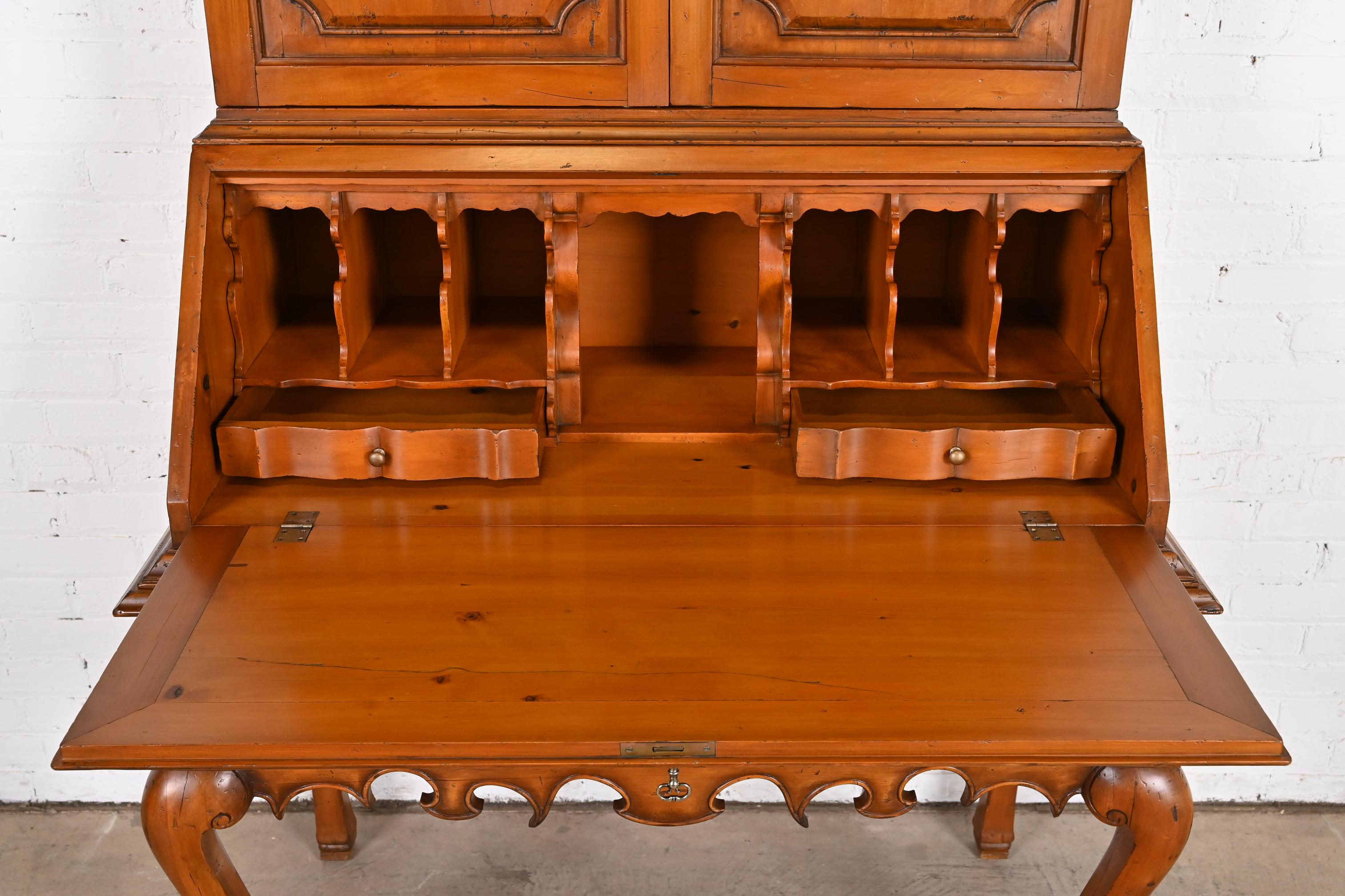 Alfonso Marina Chippendale Carved Pine Secretary Desk With Bookcase Hutch Top For Sale 3
