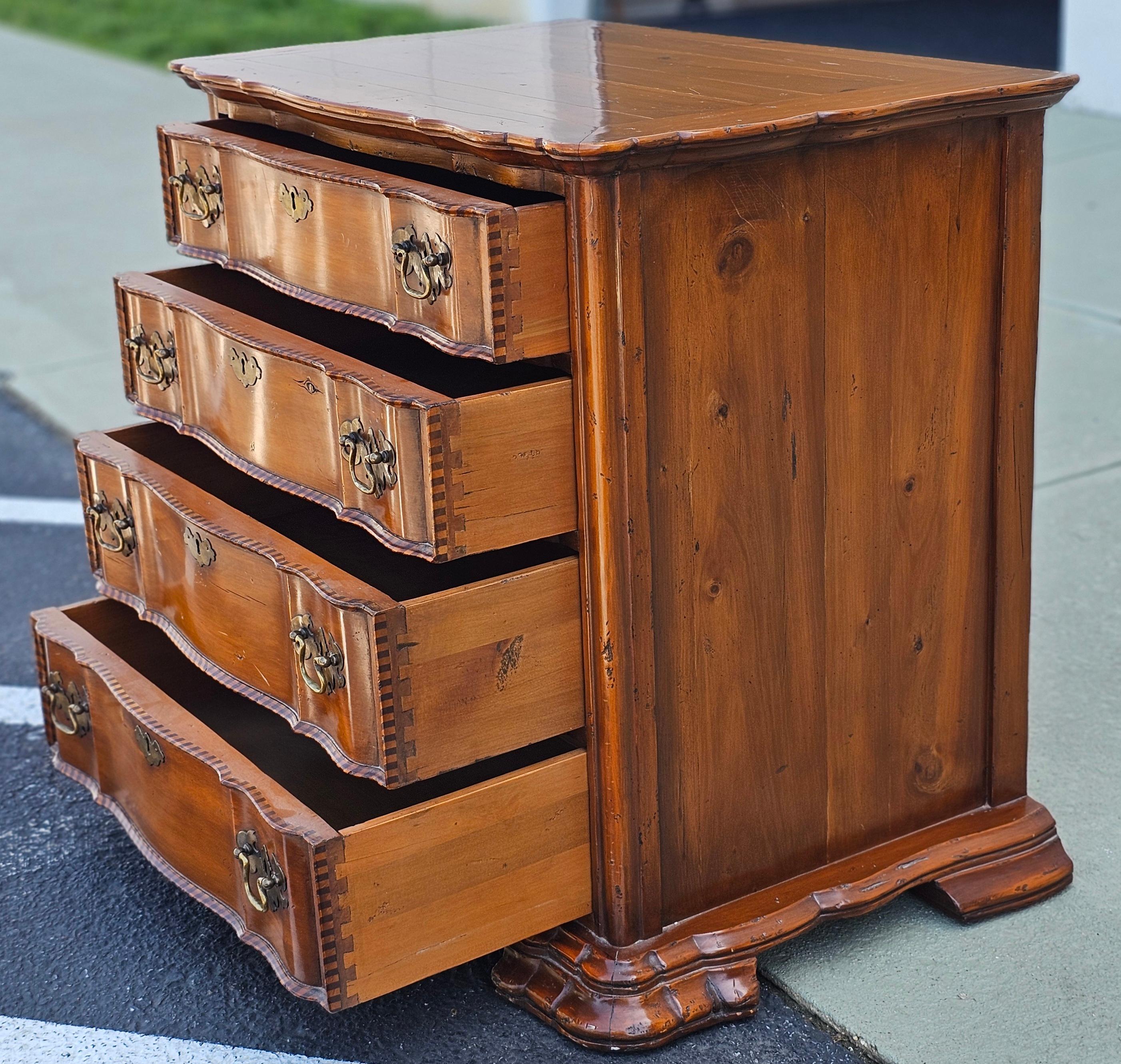 XX secolo Alfonso Marina Chippendale Style Solid Yew Wood Inlaid Commode Chest of Drawers in vendita