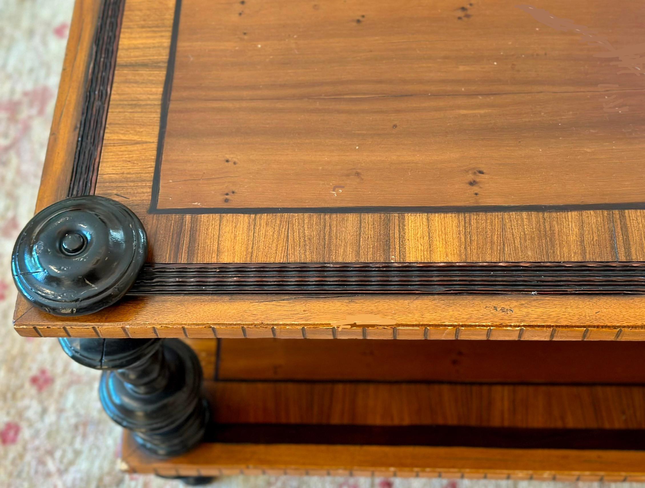 Alfonso Marina Ebanista Ebony & Fruitwood Spanish Colonial Inlaid Cocktail Table In Good Condition In LOS ANGELES, CA