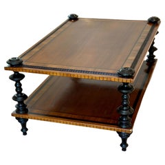 Alfonso Marina Ebanista Ebony & Fruitwood Spanish Colonial Inlaid Cocktail Table