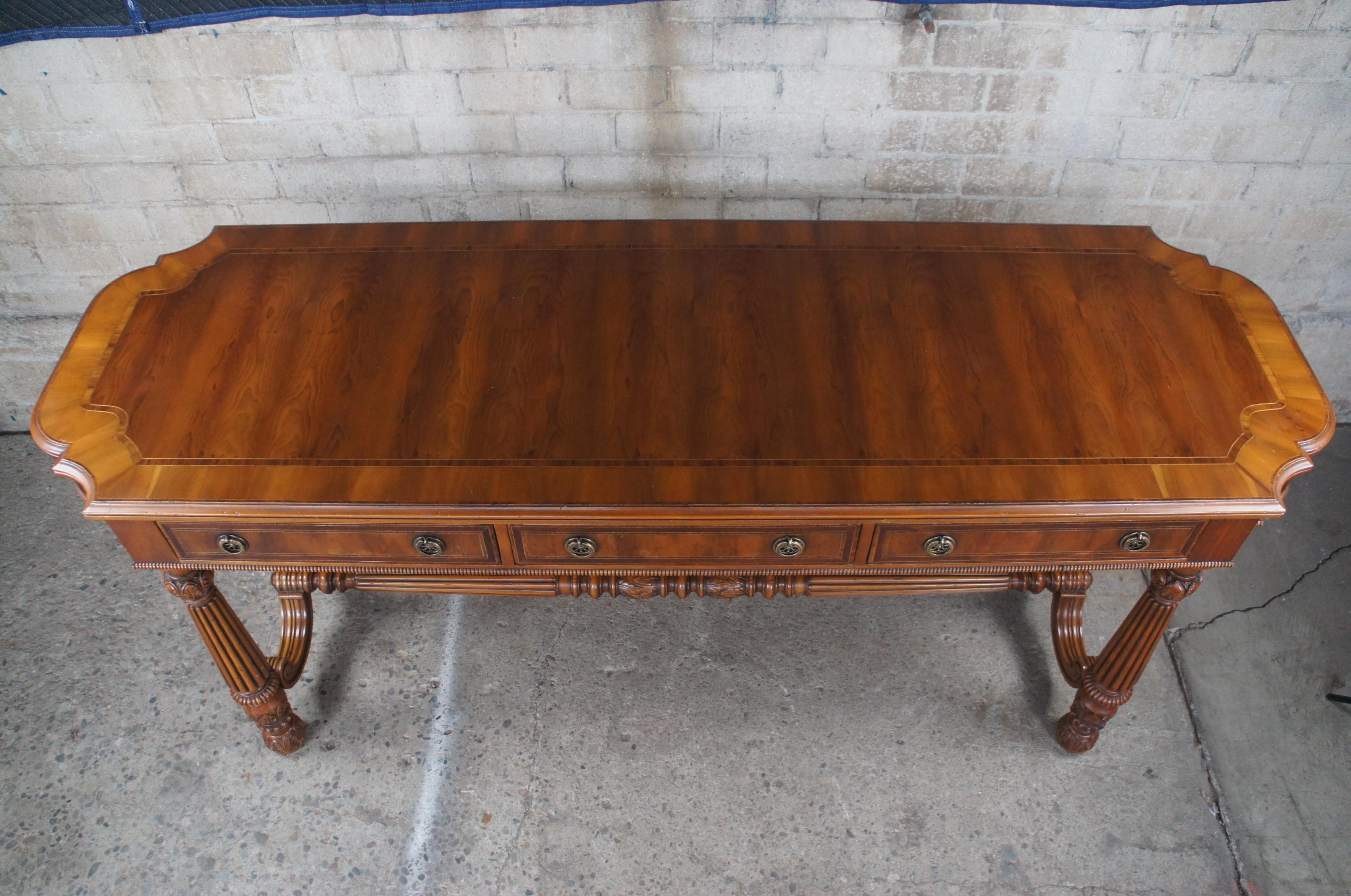 20th Century Alfonso Marina Ebanista English Georgian Inlaid Cedar Sideboard Console Table For Sale