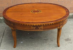 Tavolino ovale in mogano intarsiato Alfonso Marina Mesa