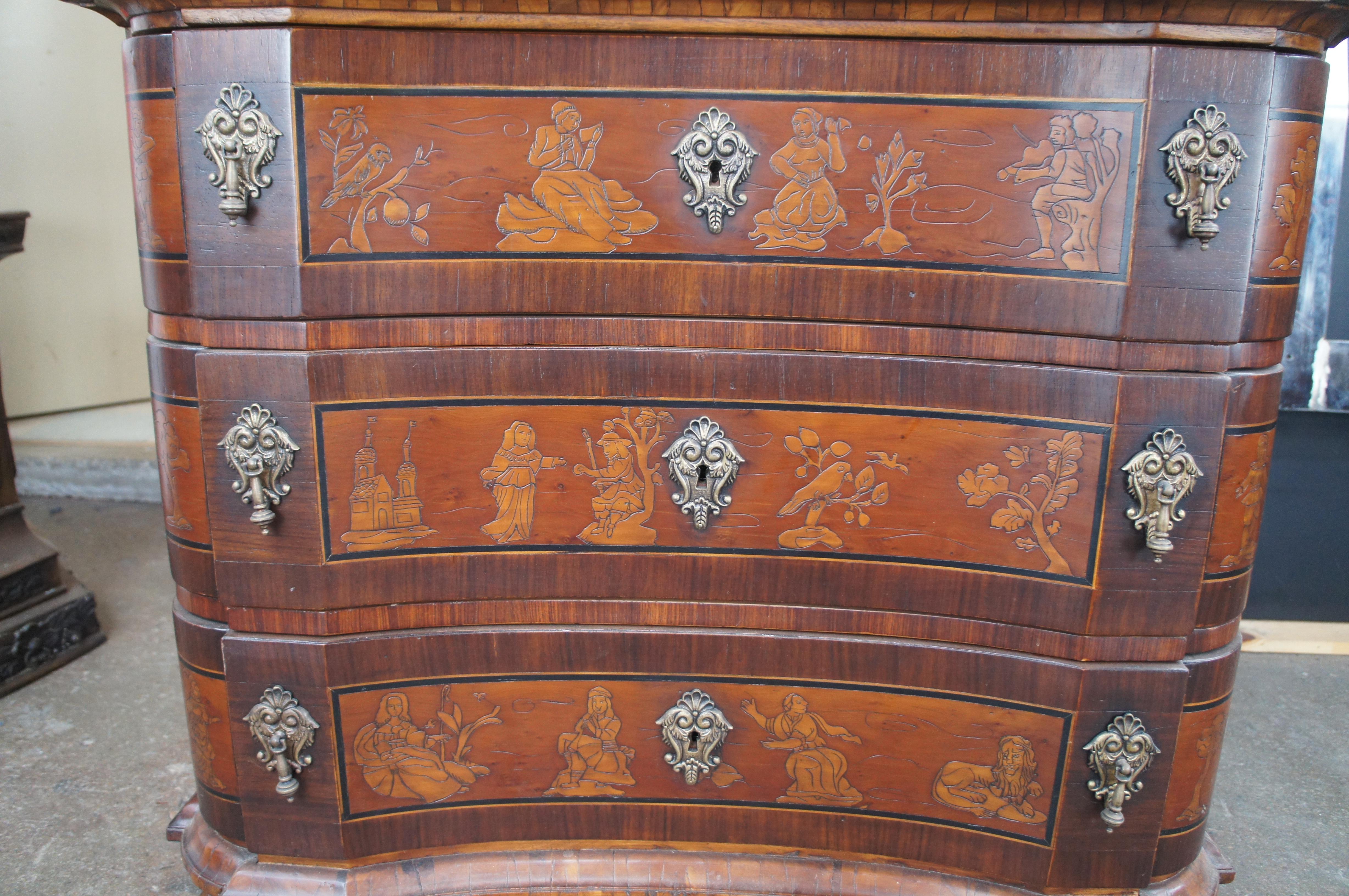 Alfonso Marina Siena Mahogany Walnut Burl Chinoiserie Chest of Drawers Commode For Sale 1