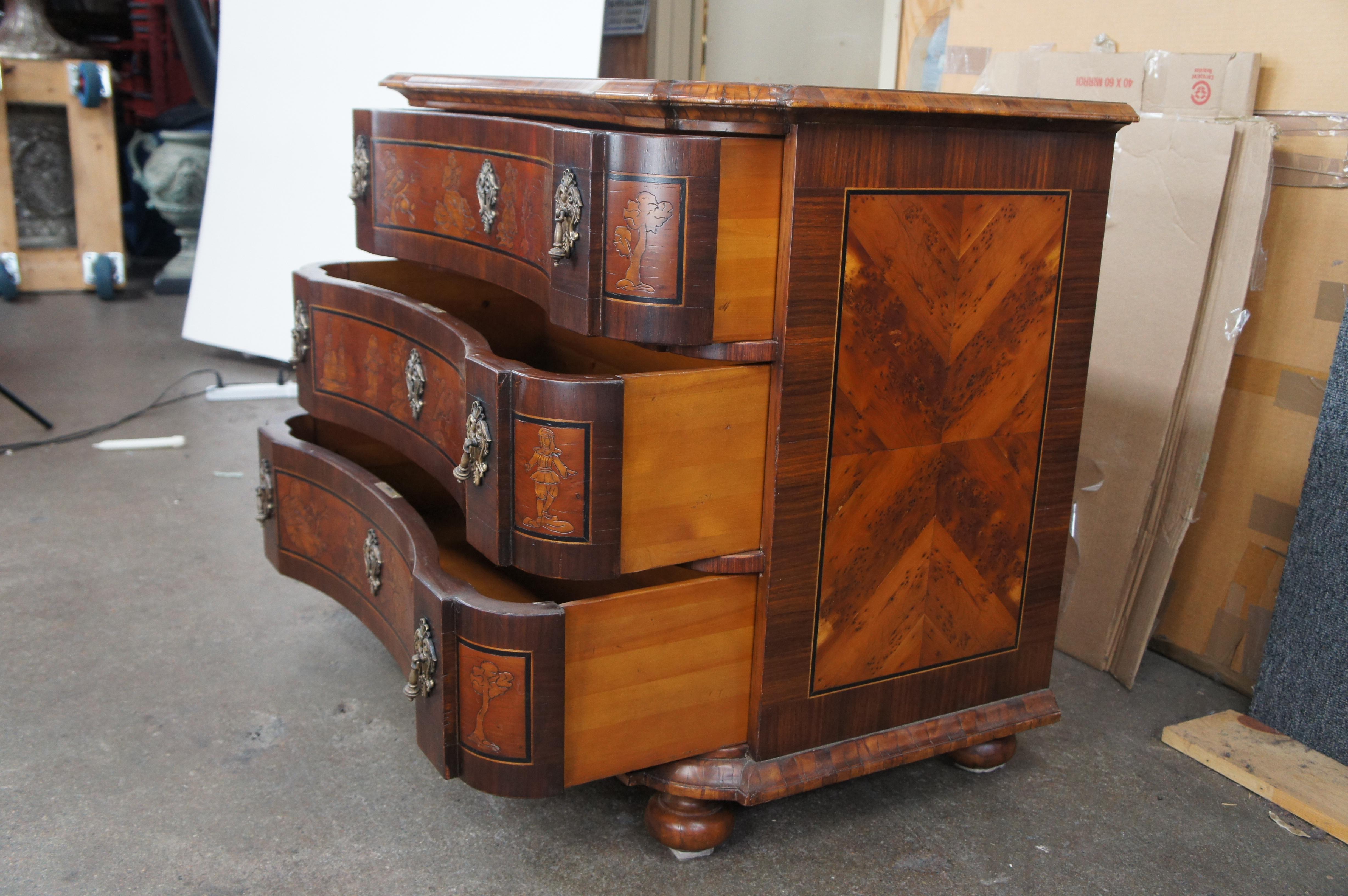 Alfonso Marina Siena Mahogany Walnut Burl Chinoiserie Chest of Drawers Commode For Sale 2