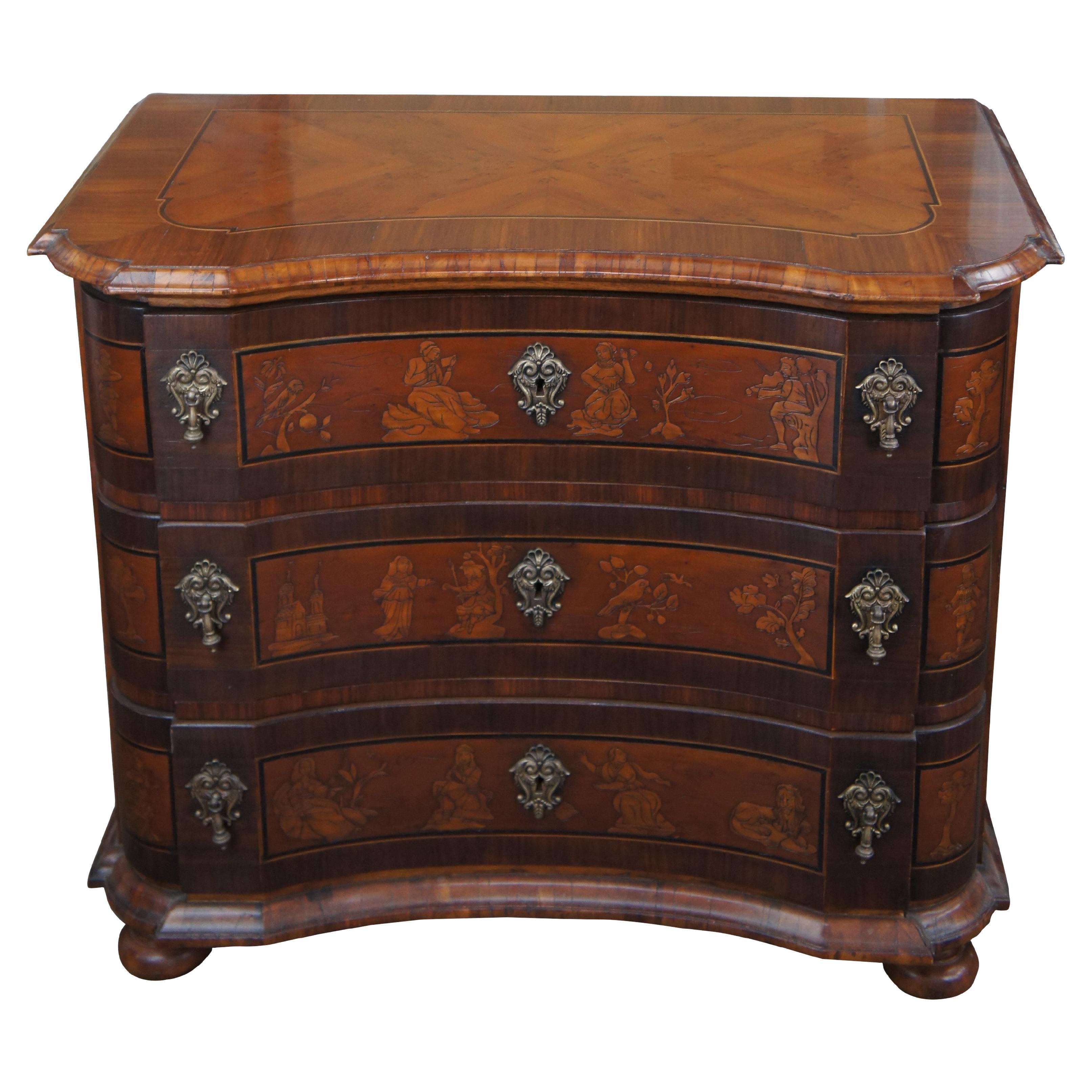 Alfonso Marina Siena Mahogany Walnut Burl Chinoiserie Chest of Drawers Commode For Sale
