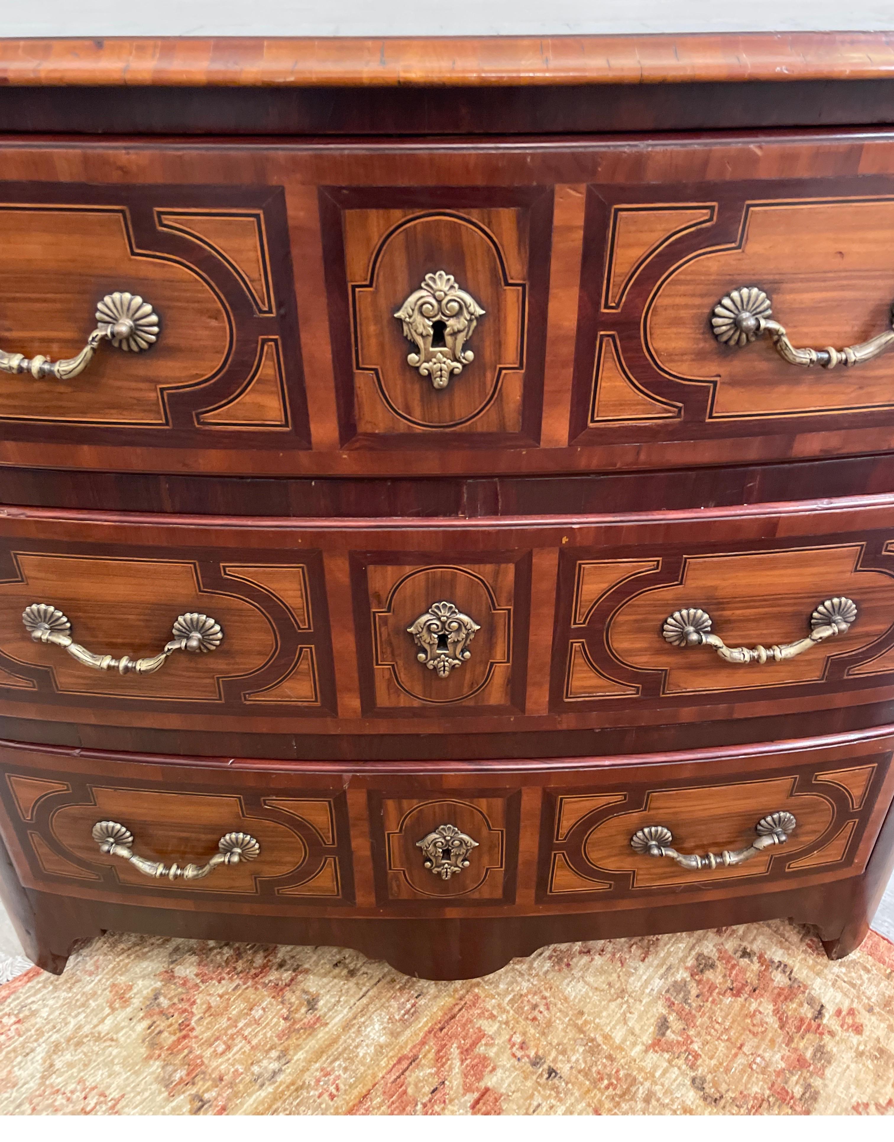 20th Century Alfonso Marina Three Drawer Hand Crafted Inlaid Commode For Sale