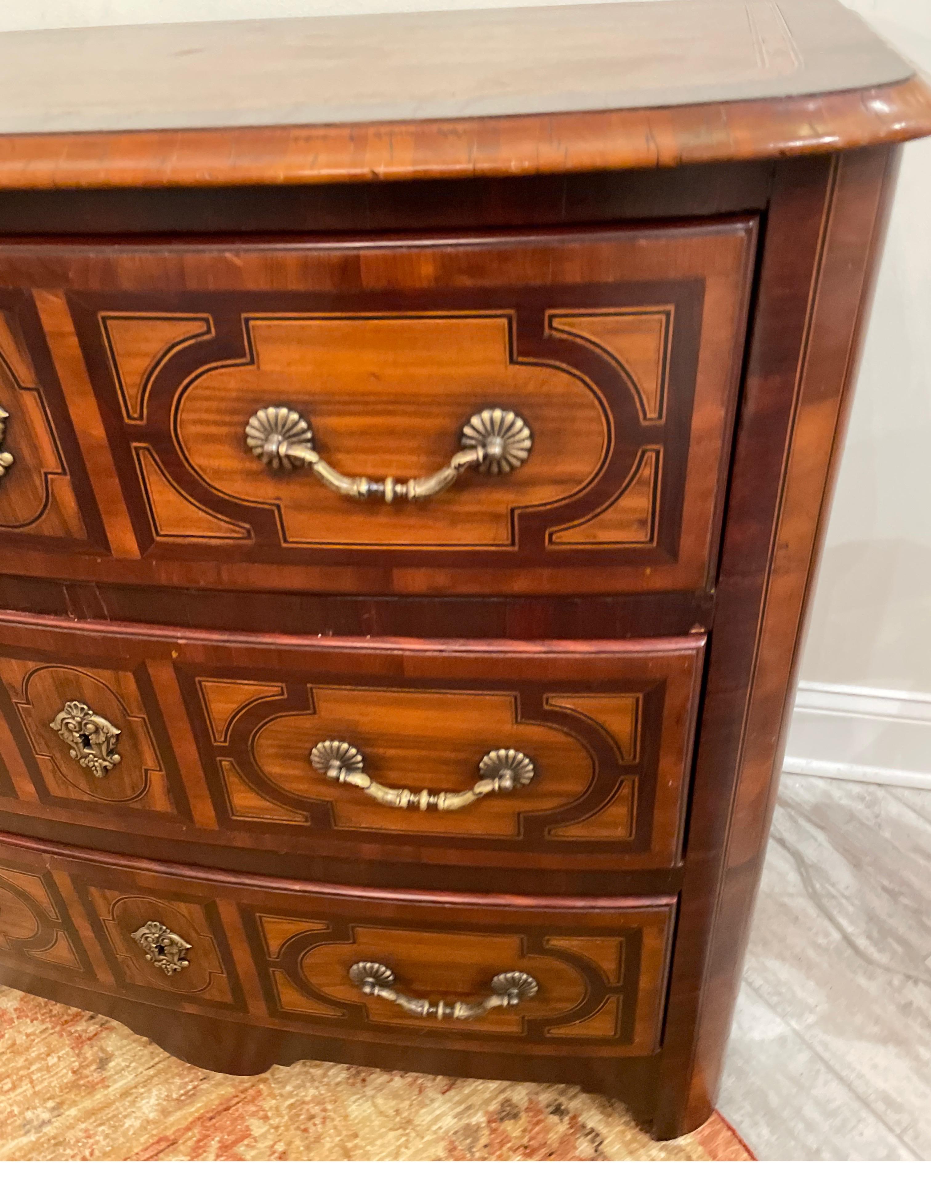 Wood Alfonso Marina Three Drawer Hand Crafted Inlaid Commode For Sale