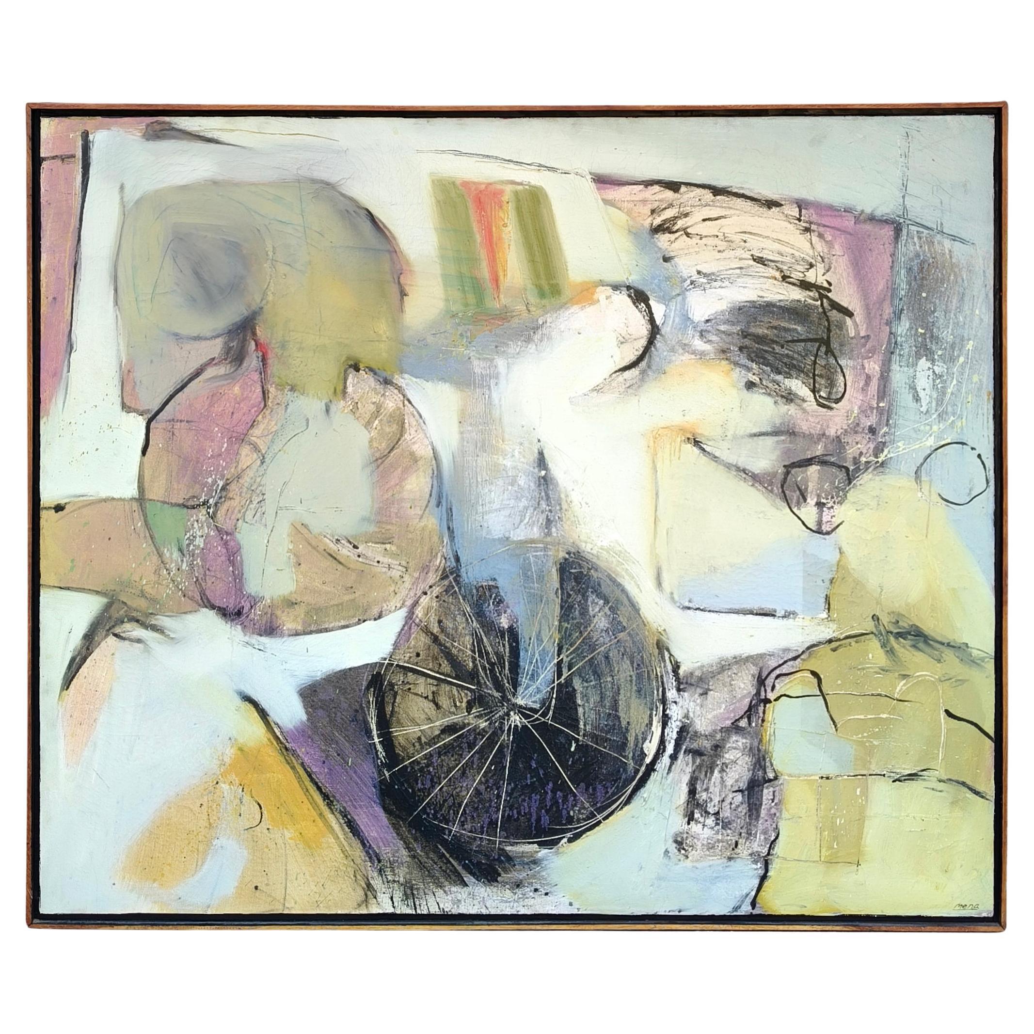 Alfonso Mena "Monociclo" Oil on Canvas Painting im Angebot