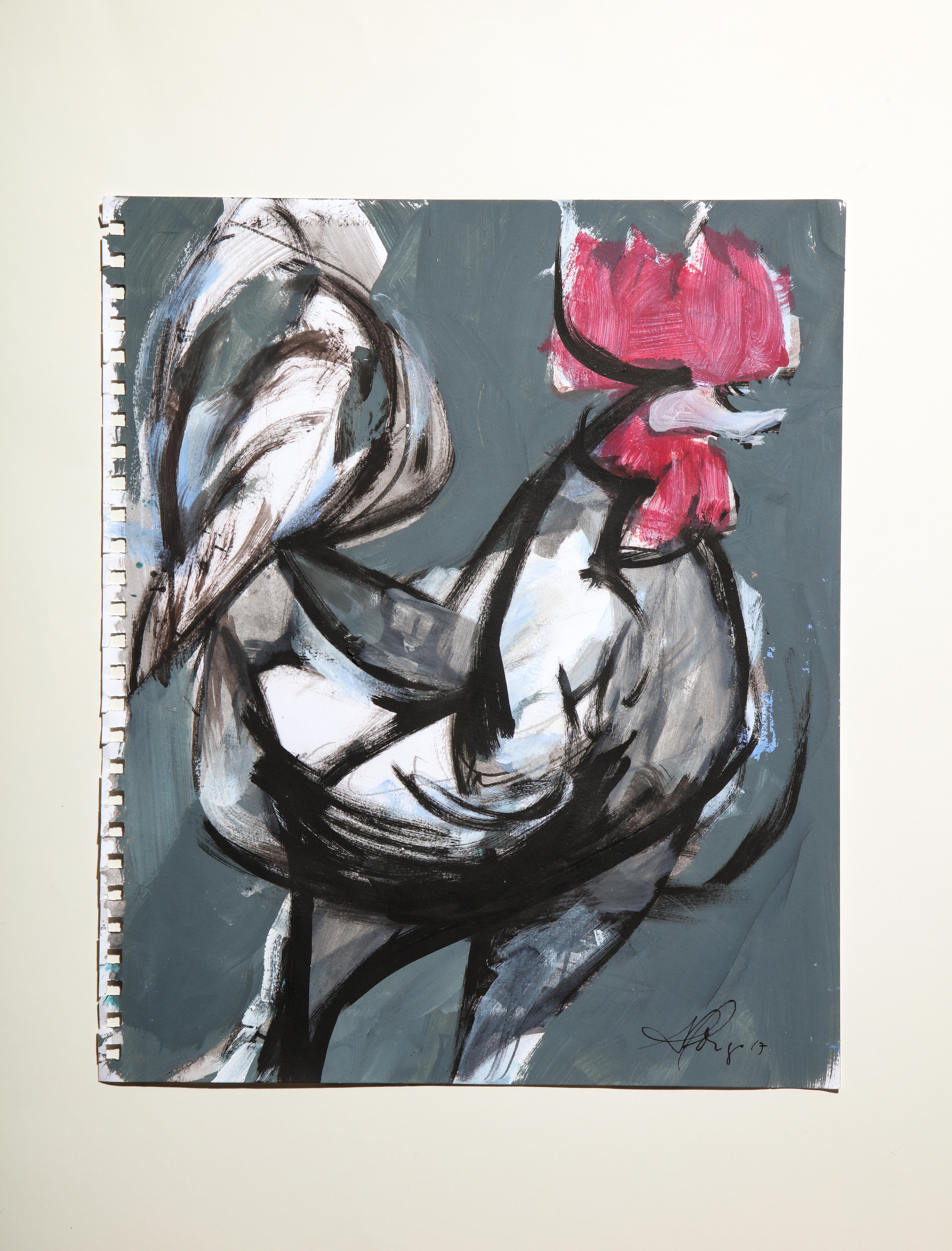 Contemporary painting 'Rooster I' (Rooster Collection) by Alfonso Muñoz im Angebot 1