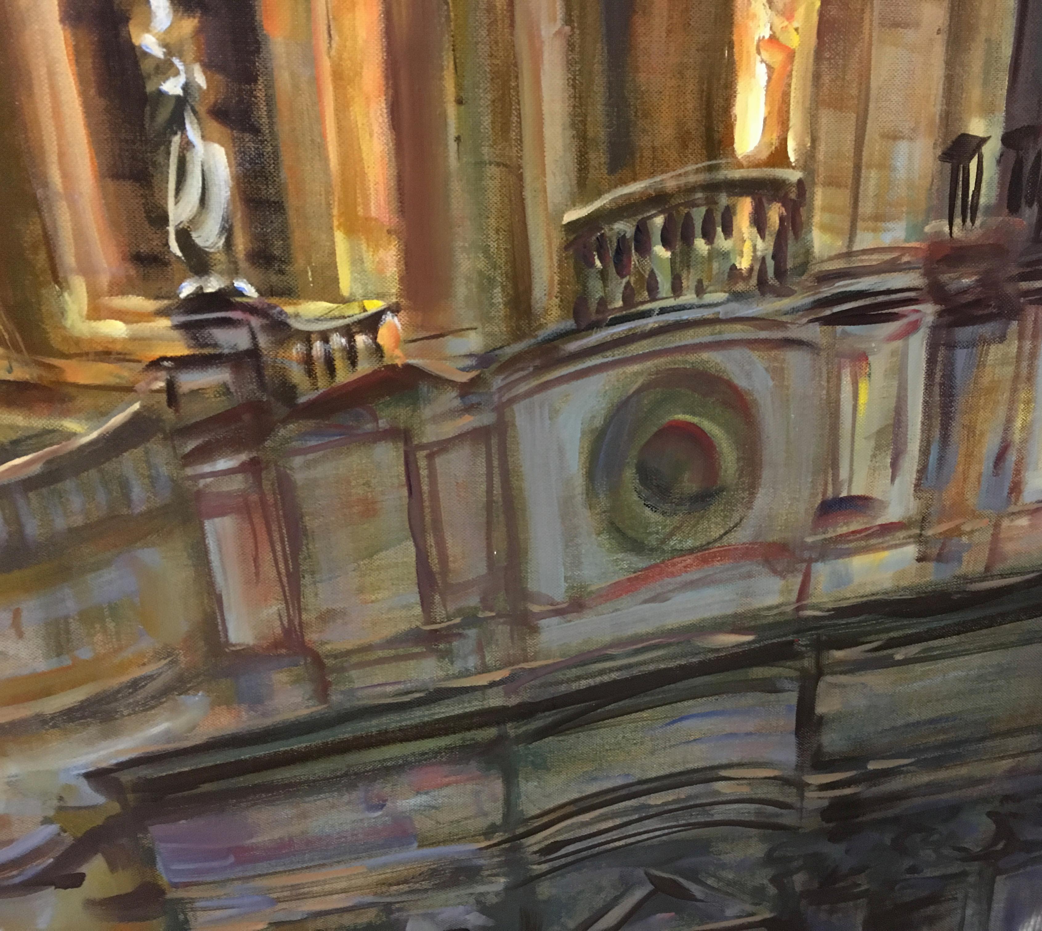 Church in Rome - Peinture à l'huile sur toile italienne, Alfonso Pragliola en vente 2
