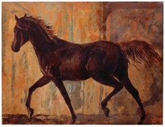 CRAZY HORSE - Italian Animalia Oil on Cnavas Painting by Pragliola