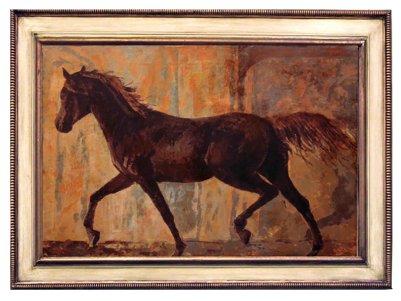 Alfonso Pragliola Animal Painting - CRAZY HORSE - Italian Animalia Oil on Cnavas Painting by Pragliola