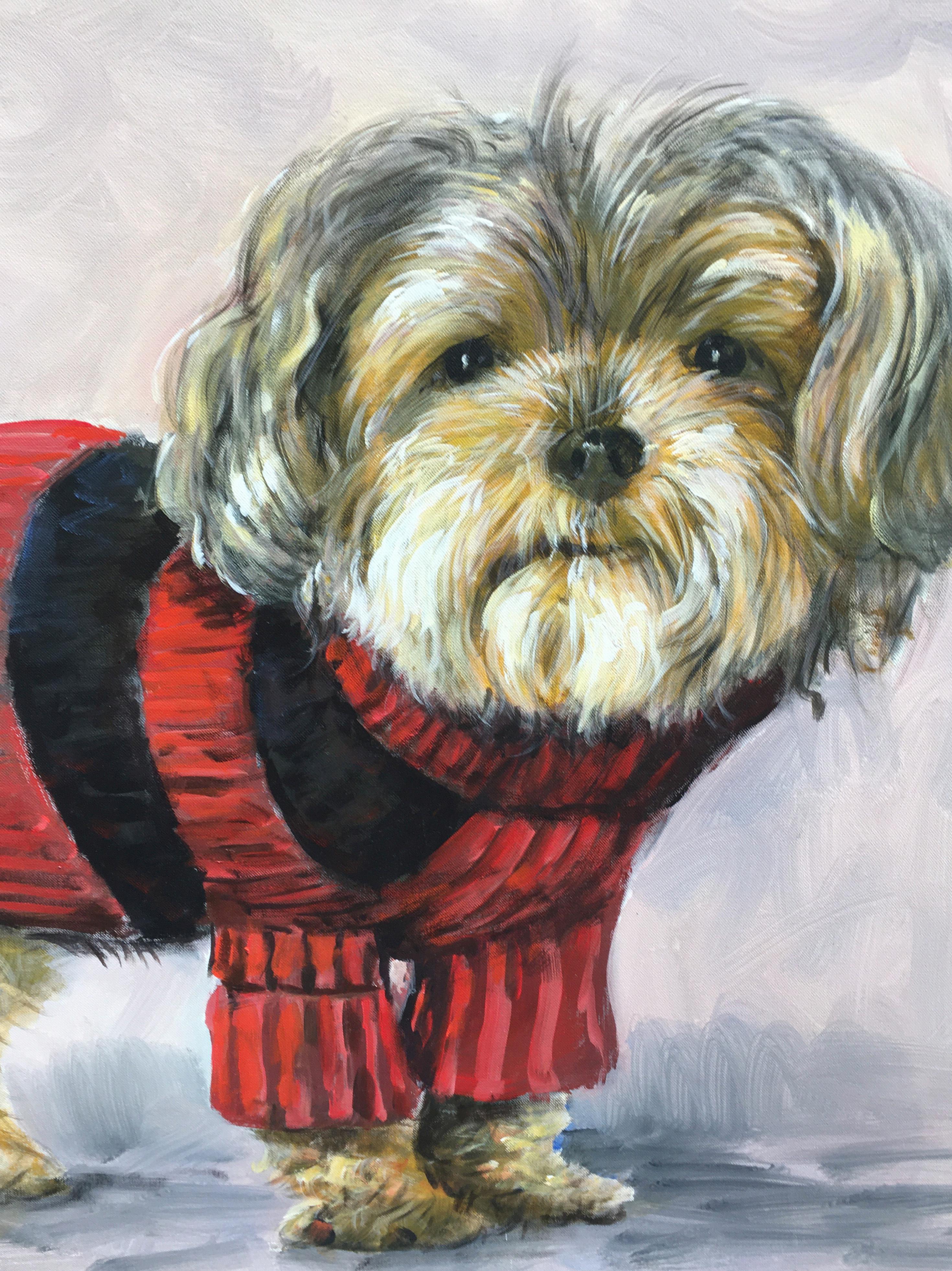 DOG - Alfonso Pragliola Animalia Oil on Canvas Painting For Sale 1