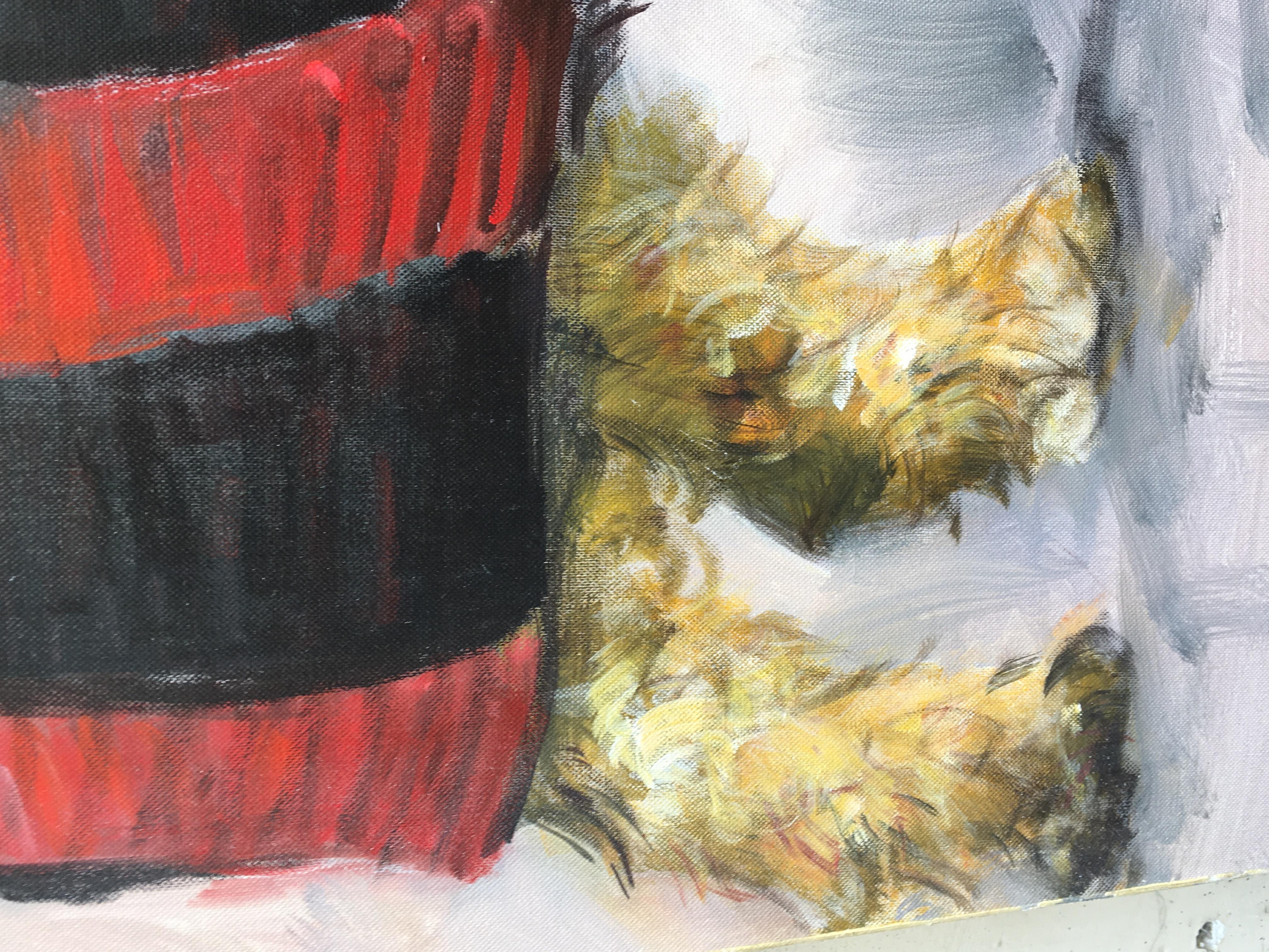 DOG - Alfonso Pragliola Animalia Oil on Canvas Painting For Sale 3
