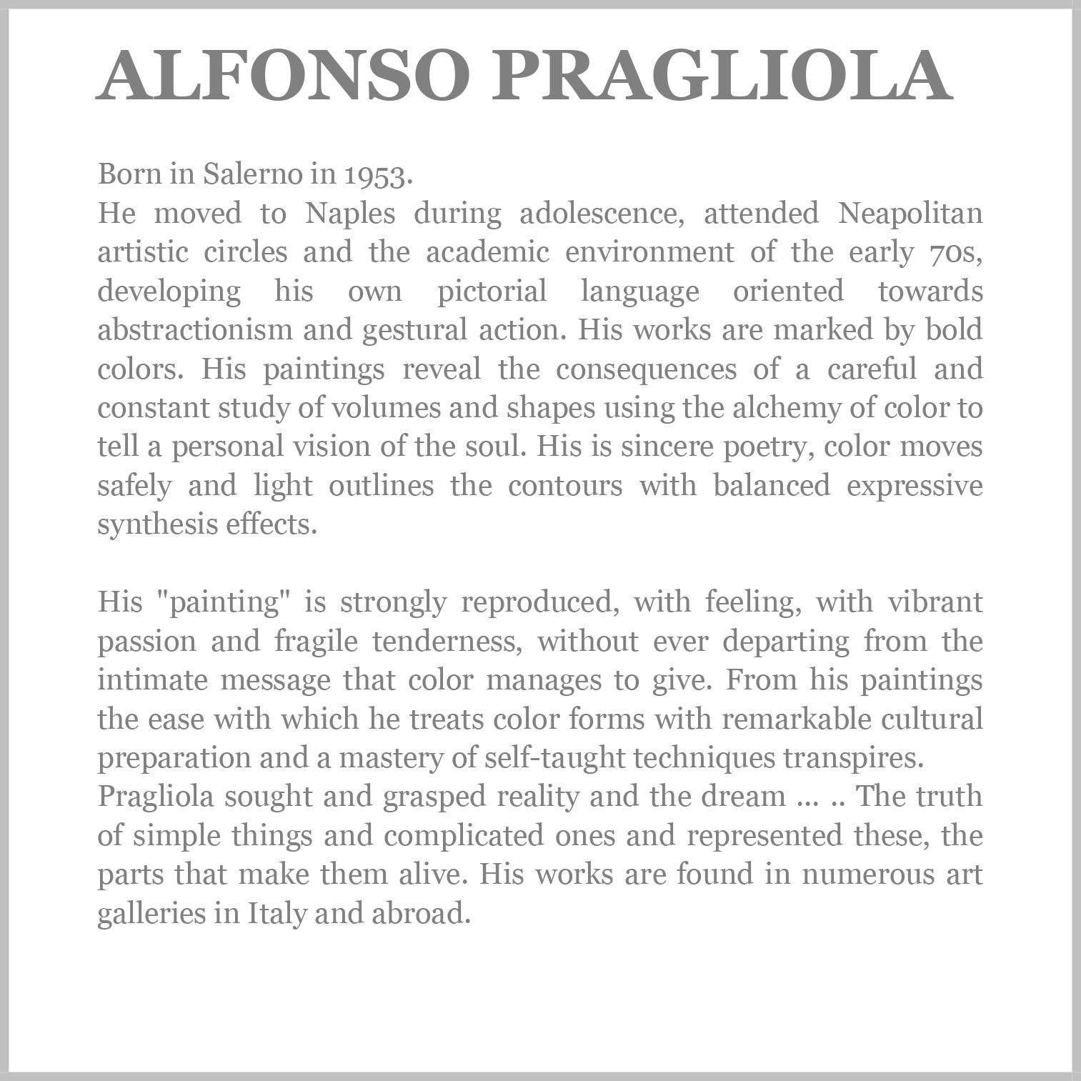 LOTTA A CAVALLO - Quadro astratto italiano a olio su tela. A. Pragliola in vendita 1