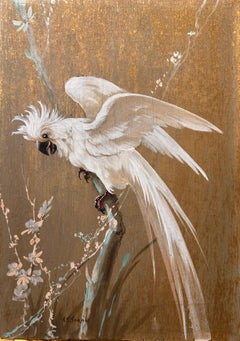 Antique Oil Cockatoo Bird Portrait