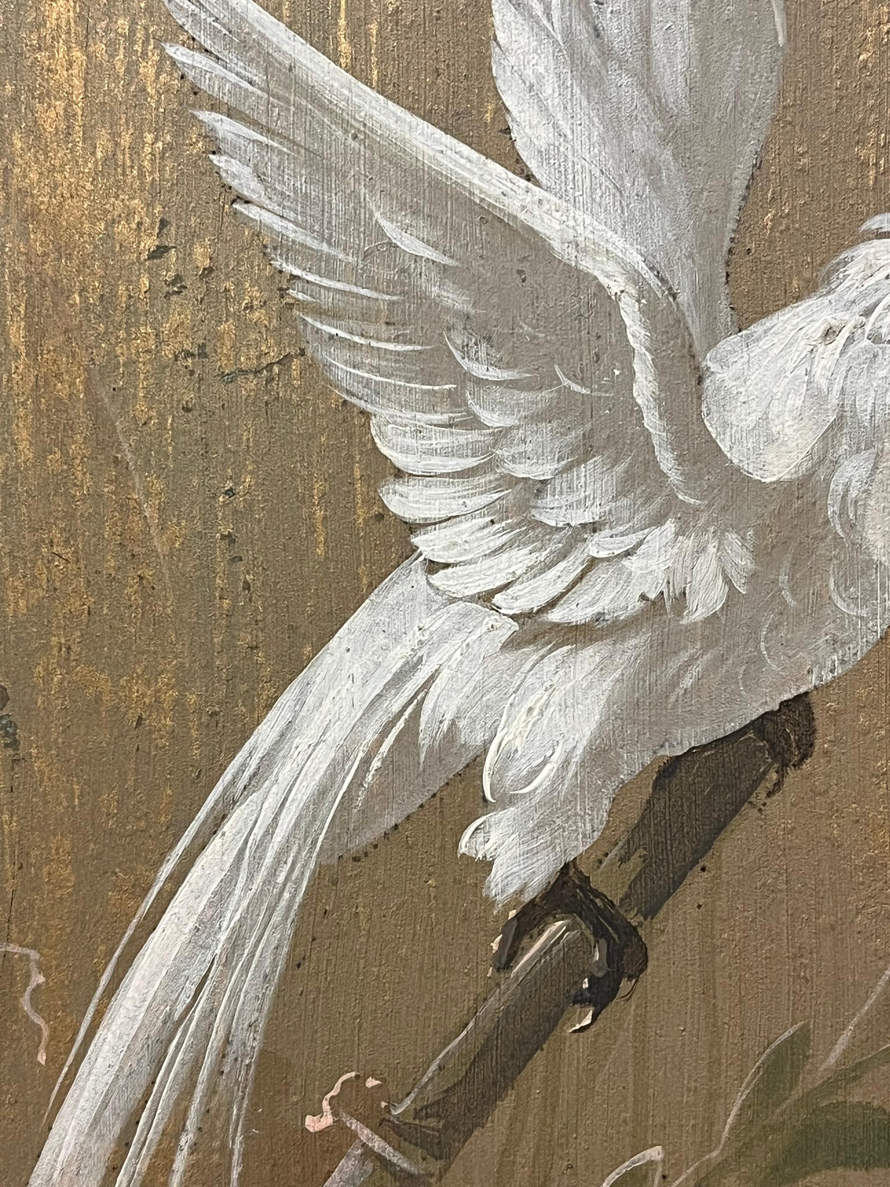 Ölgemälde von Kakadu Vogel auf Branch im Angebot 1