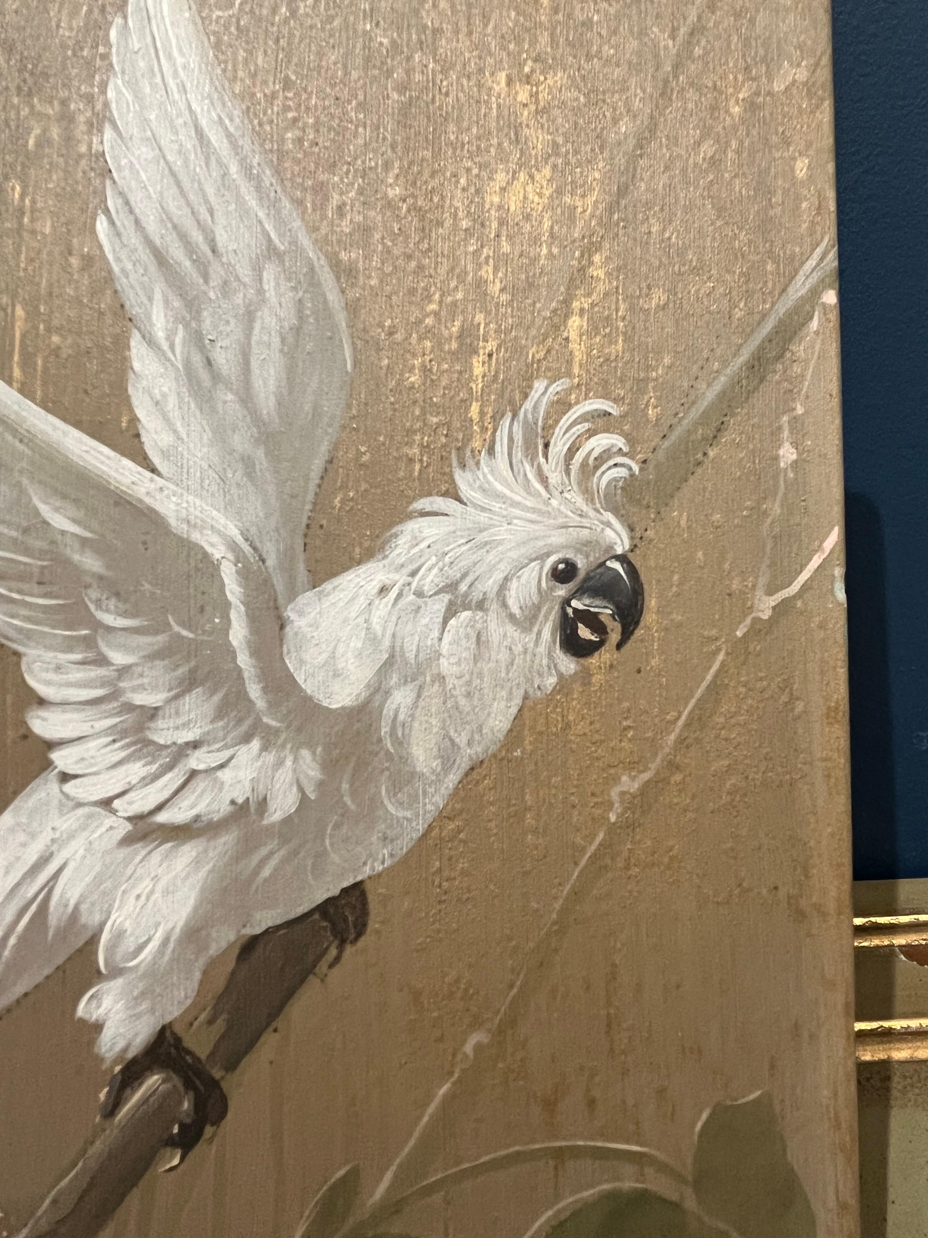Ölgemälde von Kakadu Vogel auf Branch im Angebot 2