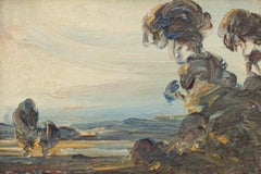 Landscape with Trees, Original Oil on Board Painting