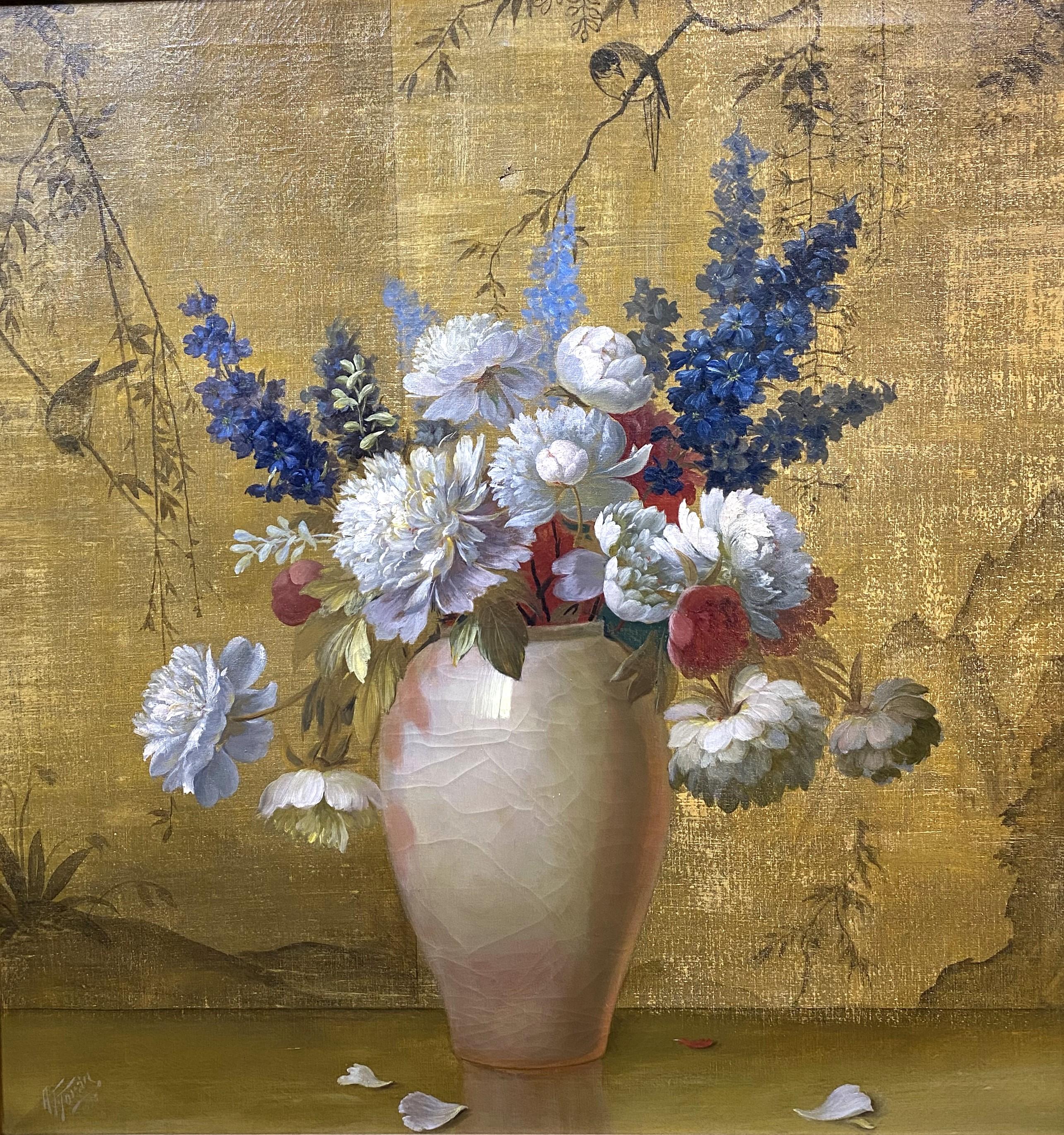 Orientalist Still Life with Flowers - Painting by Alfonso Toran