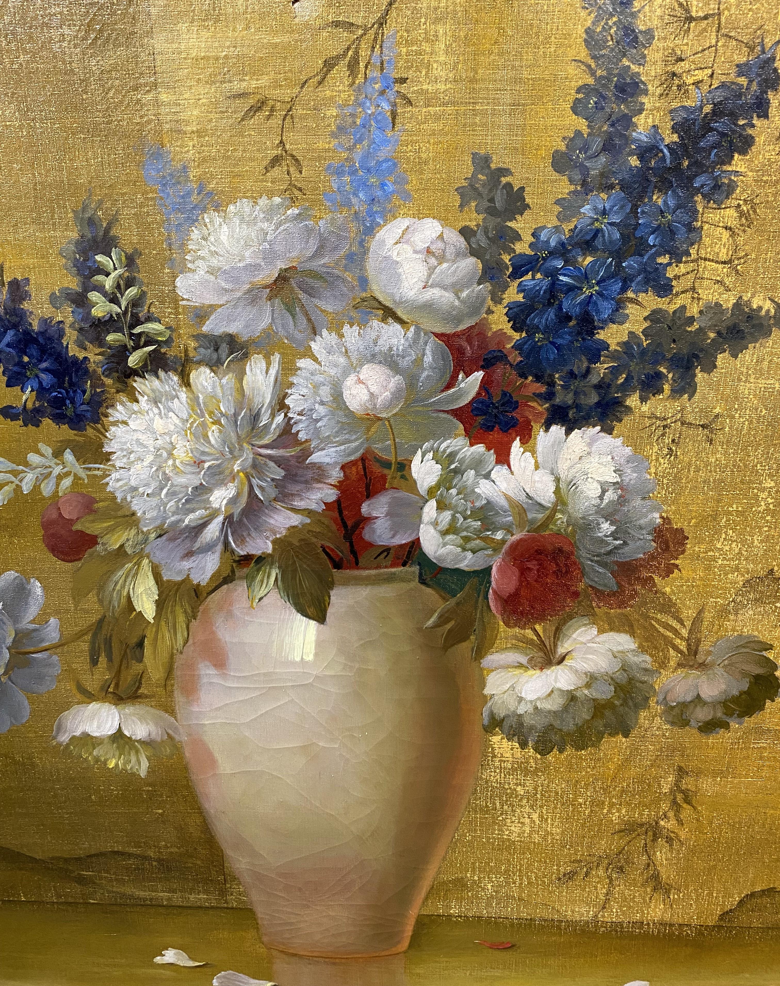 Orientalist Still Life with Flowers - Impressionist Painting by Alfonso Toran