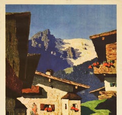 Original Vintage Travel Poster Tyrol Kitzbuhel Austria Alps Ski Resort Painting
