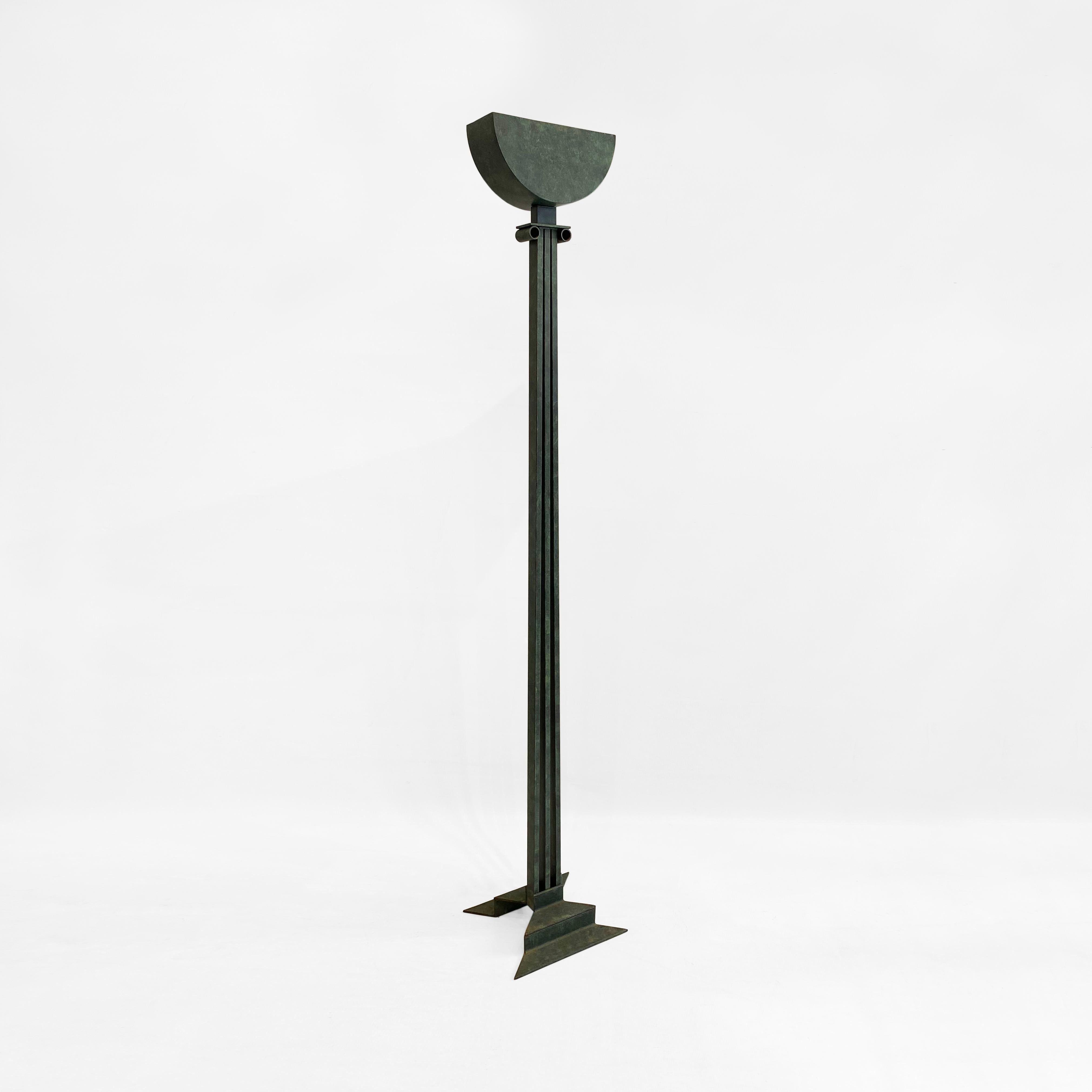 Irish Alfrank Neoclassical Column Floor Lamp 1980s Postmodern Torchiere Uplighter For Sale