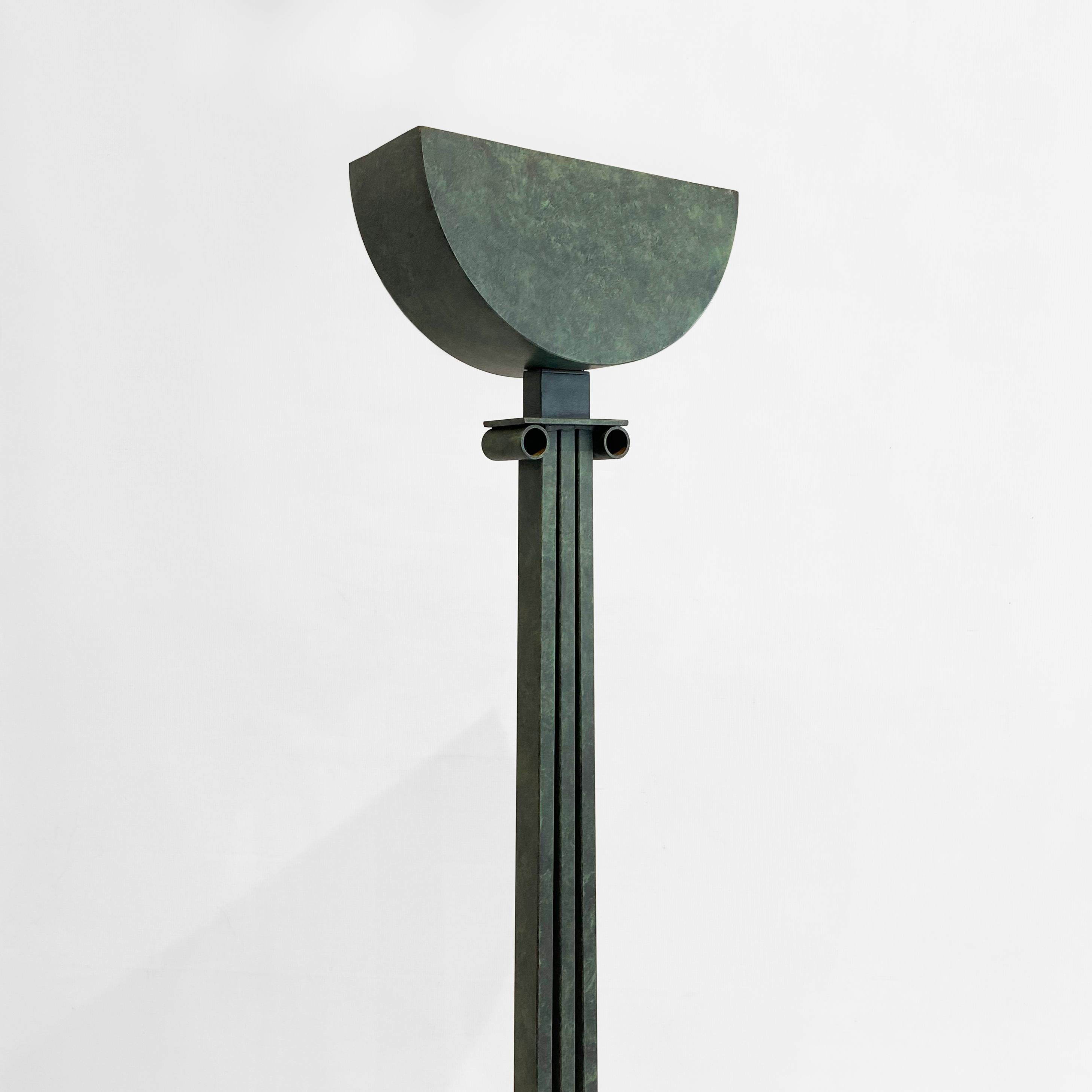 Alfrank Neoclassical Column Floor Lamp 1980s Postmodern Torchiere Uplighter In Good Condition For Sale In London, GB