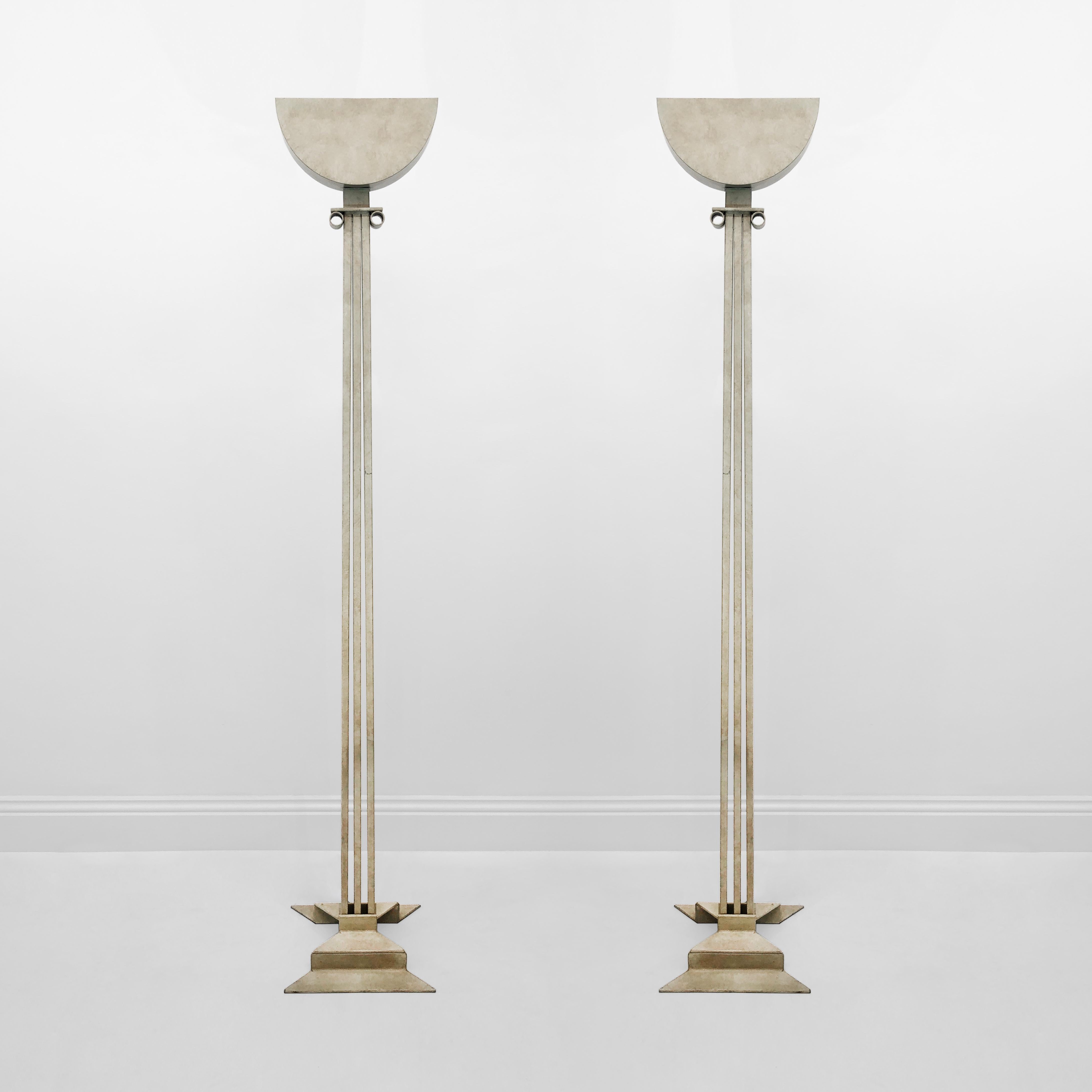 Irish Alfrank Neoclassical Column Floor Lamp 1980s Postmodern Torchiere Uplighter 