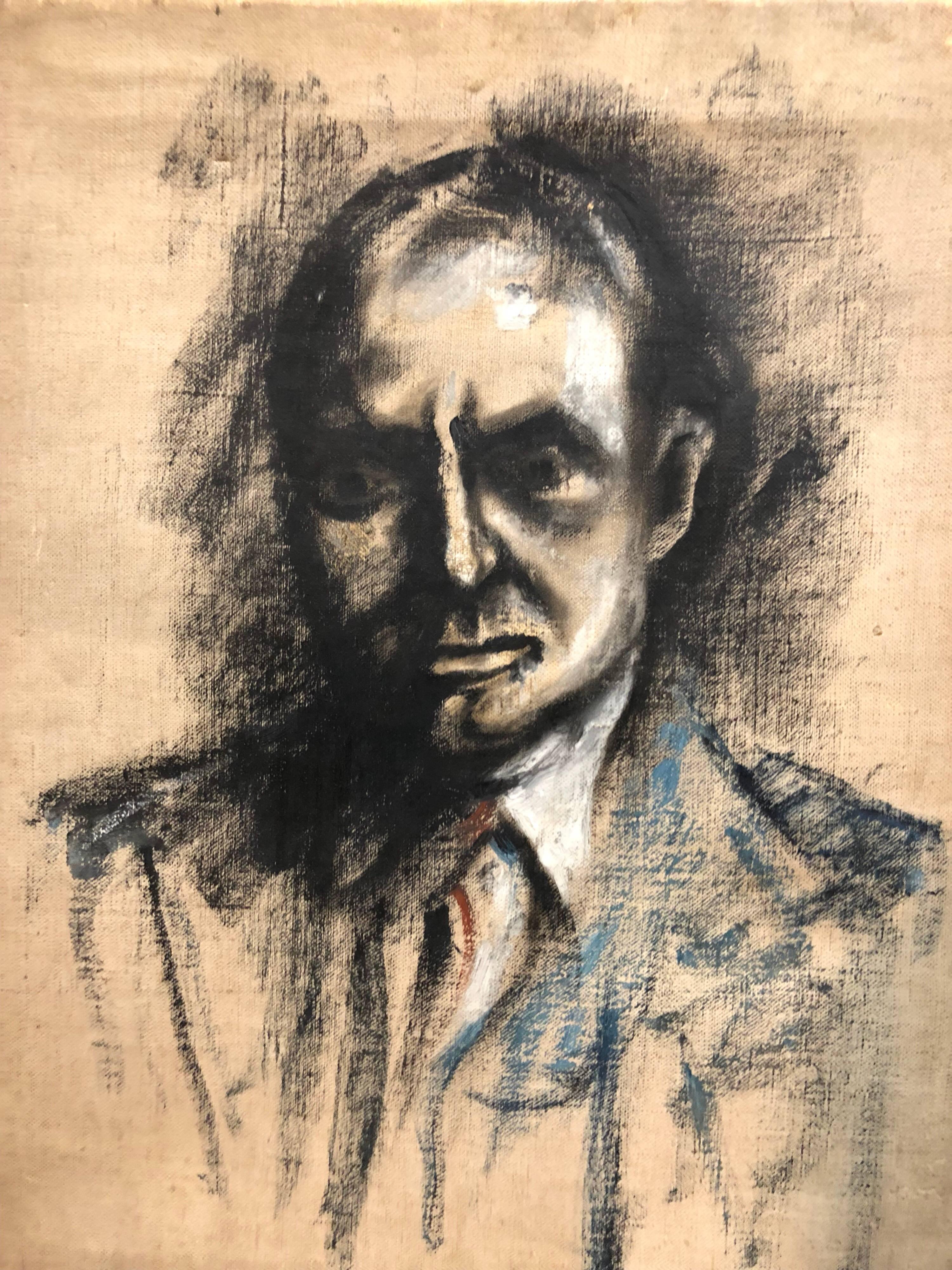 Portrait Painting Alfred Aaron Wolmark - Portrait moderniste britannique de Chaim Weizmann, président d'Israël, peinture à l'huile