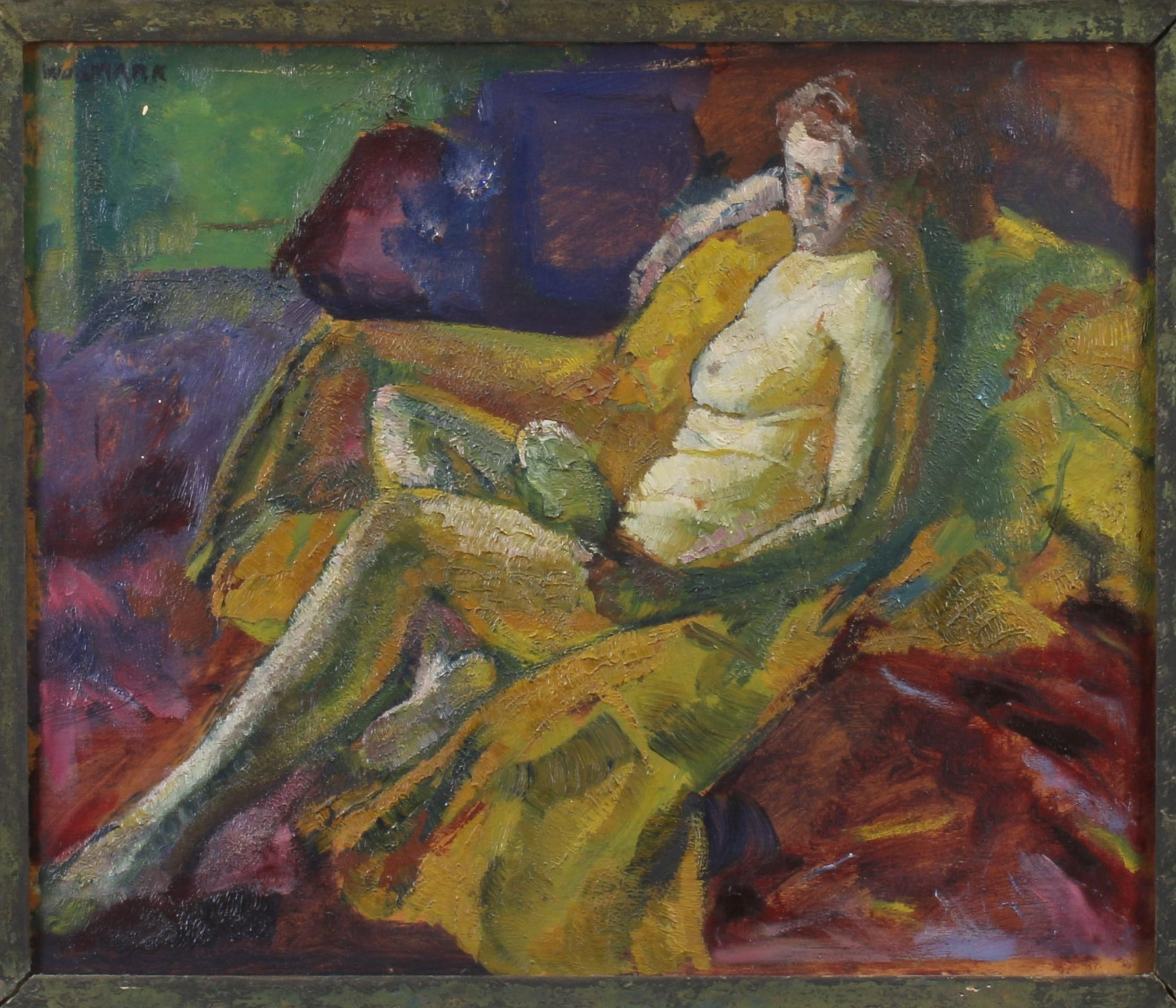Reclining Nude - Painting by Alfred Aaron Wolmark