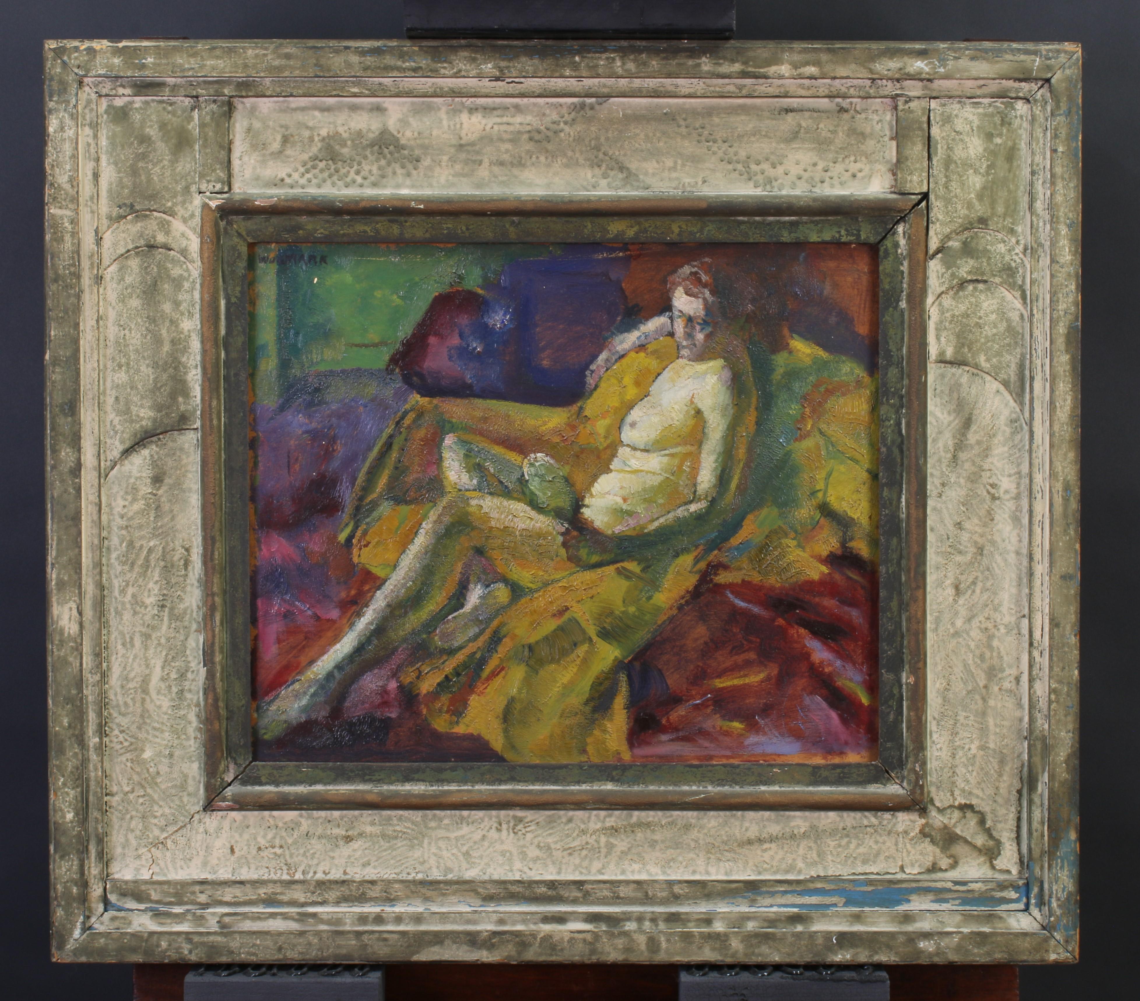 Nudo reclinato - Nude Painting Marrone di Alfred Aaron Wolmark