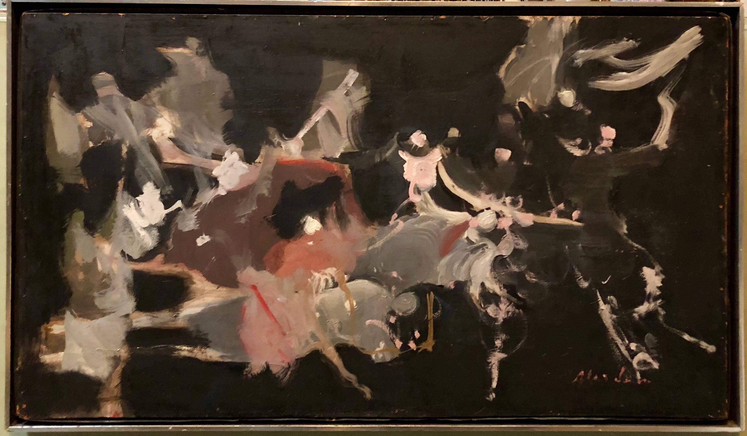 Alfred Aberdam Abstract Painting – Modernistisches Ölgemälde der Polnischen Ecole De Paris, Abstrakte Tänzer