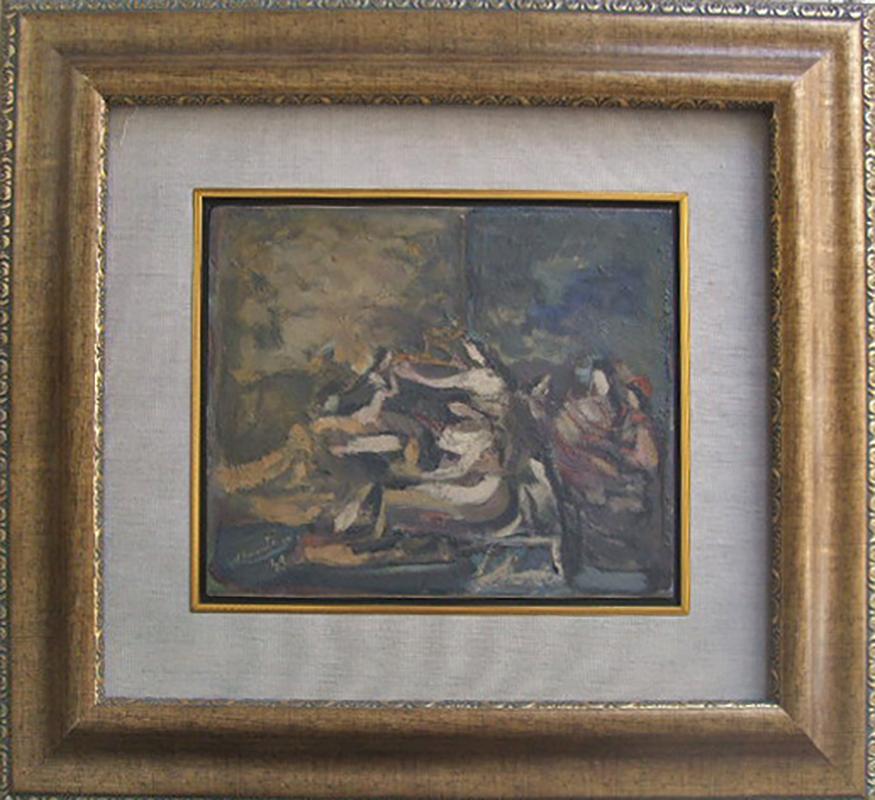Frauen in einem Inneneinrichtungsraum – Painting von Alfred Aberdam