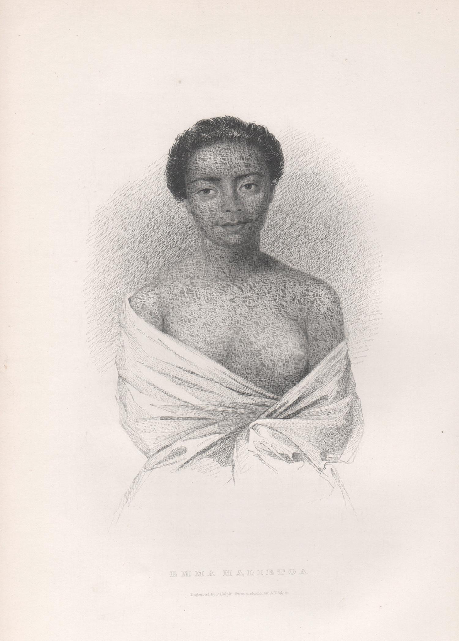 Emma Malietoa, grabado retrato de Samoa del siglo XIX