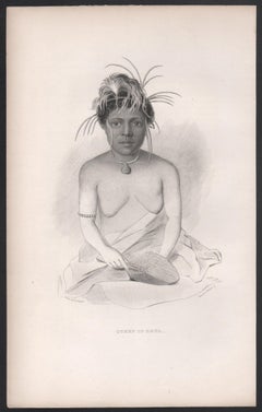 Königin von Rewa, Fiji-Porträtsgravurdruck des 19. Jahrhunderts