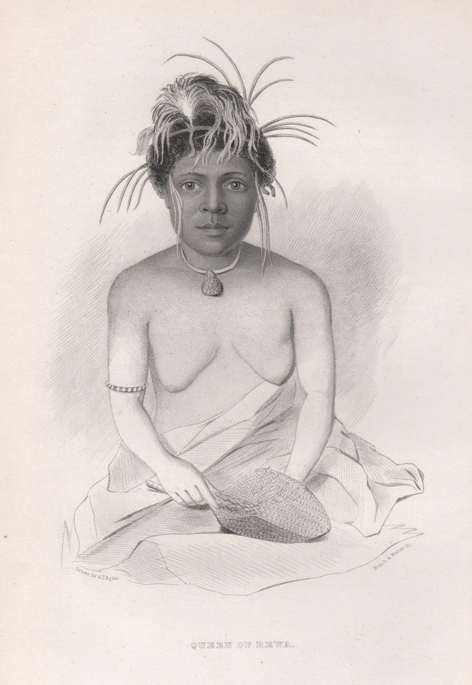 Reina de Rewa, grabado retrato de Fiyi del siglo XIX