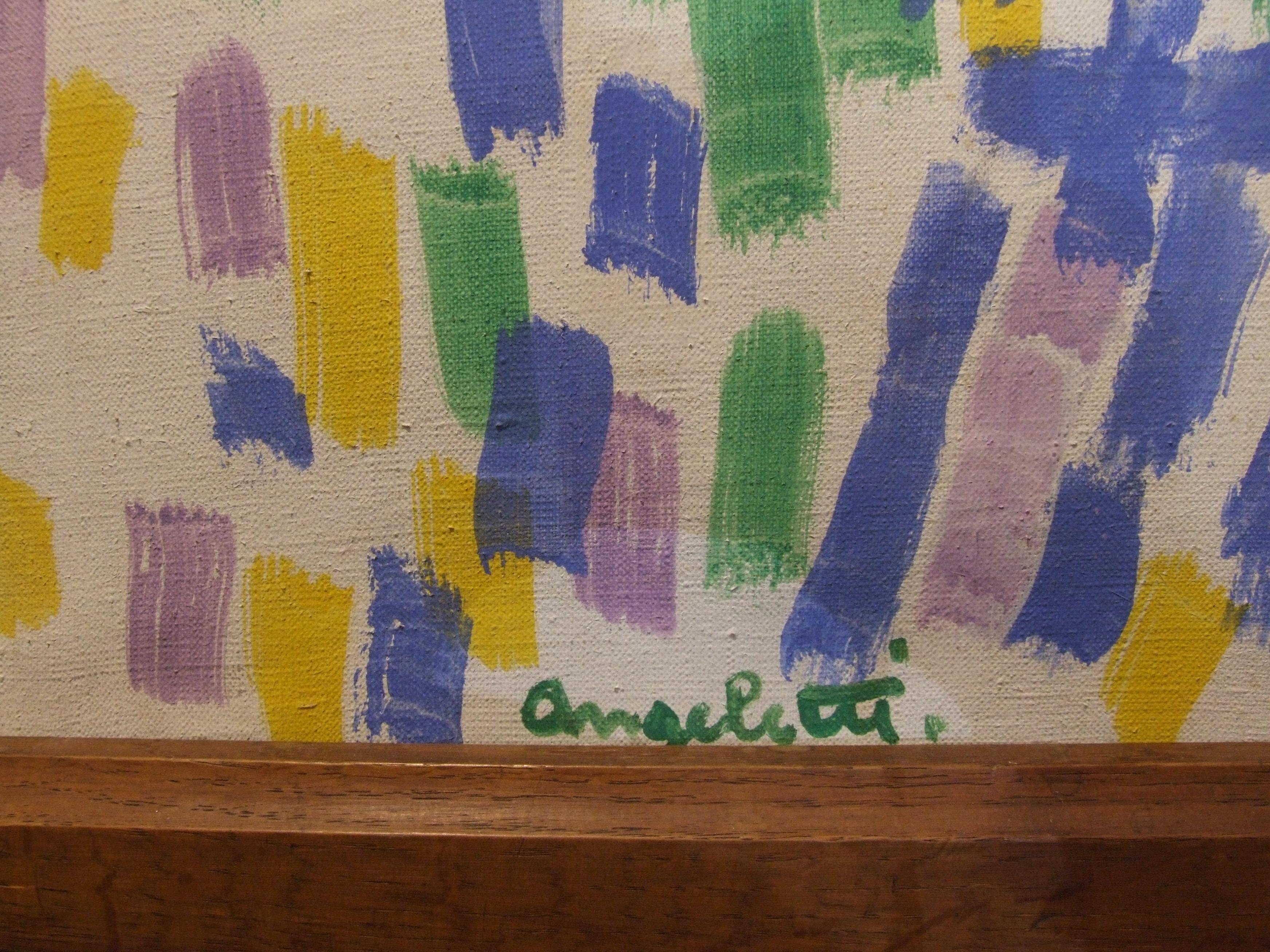 Due persone, 1965 - olio su tela, 92x65 cm., incorniciato - Painting Astratto di Alfred Angeletti