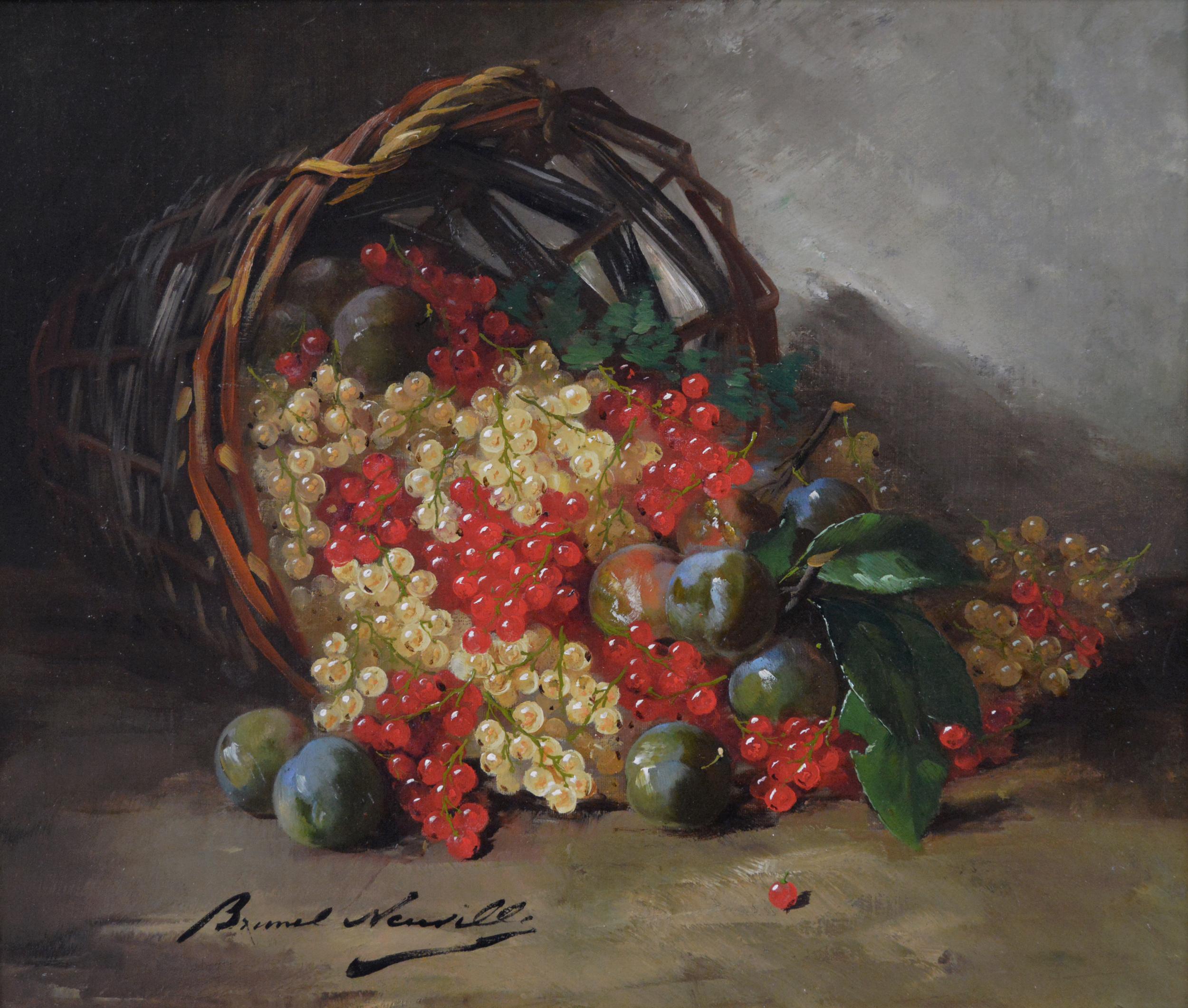 19th Century still life oil painting of fruit - Painting by Alfred Arthur Brunel De Neuville