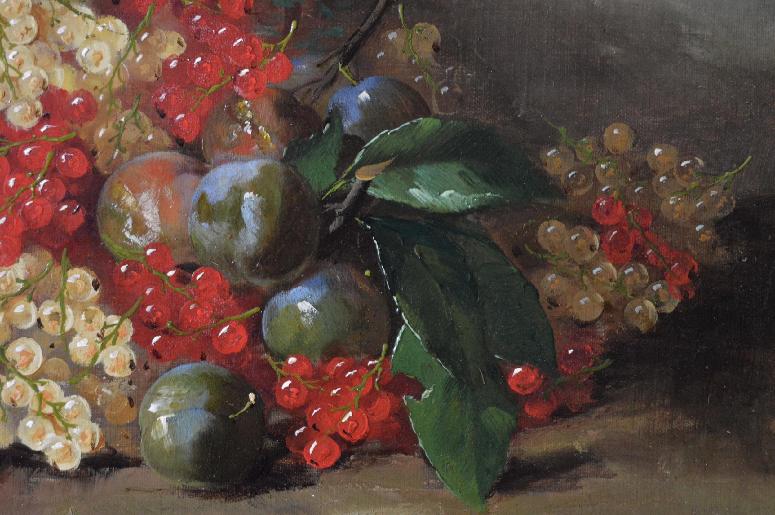 19th Century still life oil painting of fruit  - Brown Still-Life Painting by Alfred Arthur Brunel De Neuville